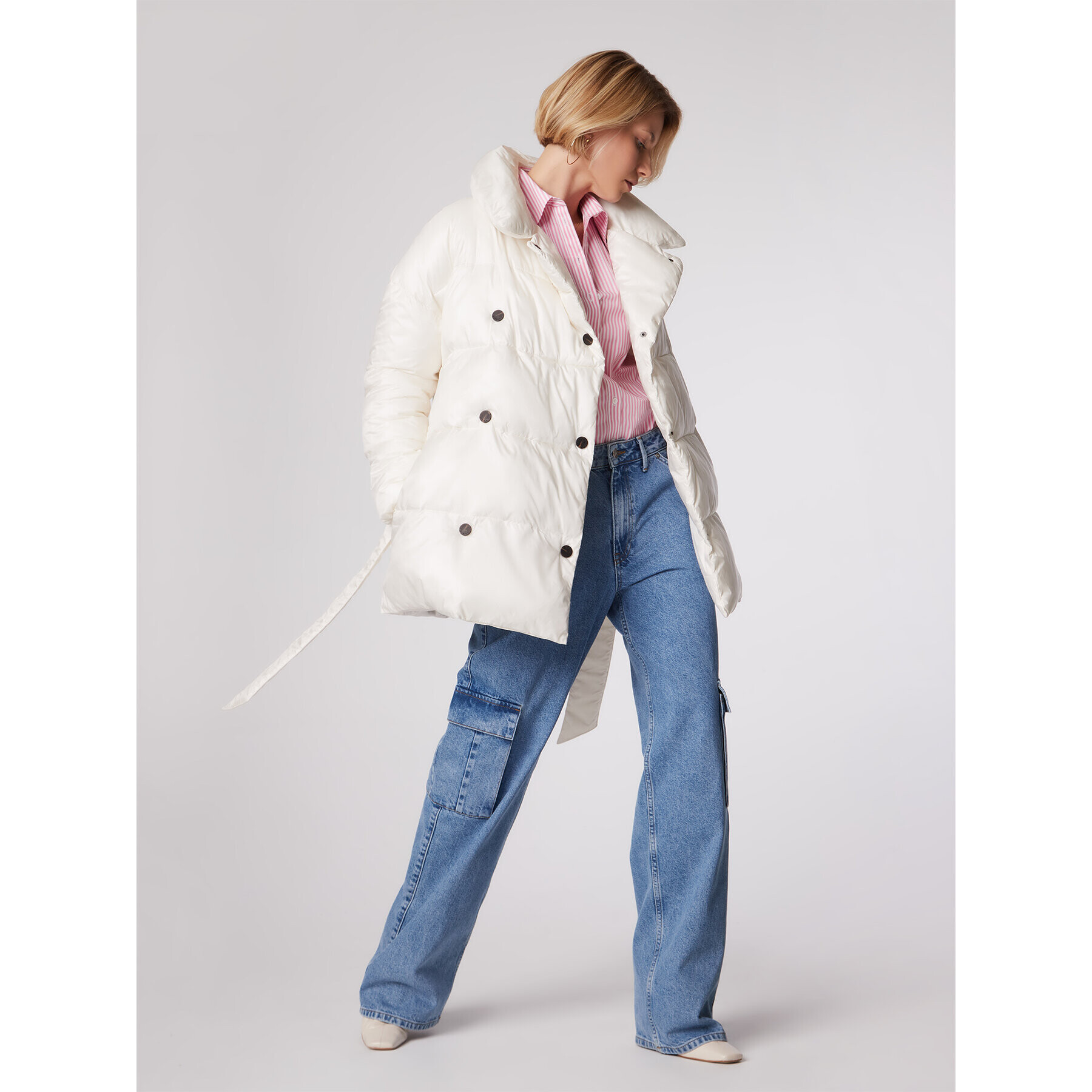 Simple Зимно яке KUD501-02 Бежов Relaxed Fit - Pepit.bg