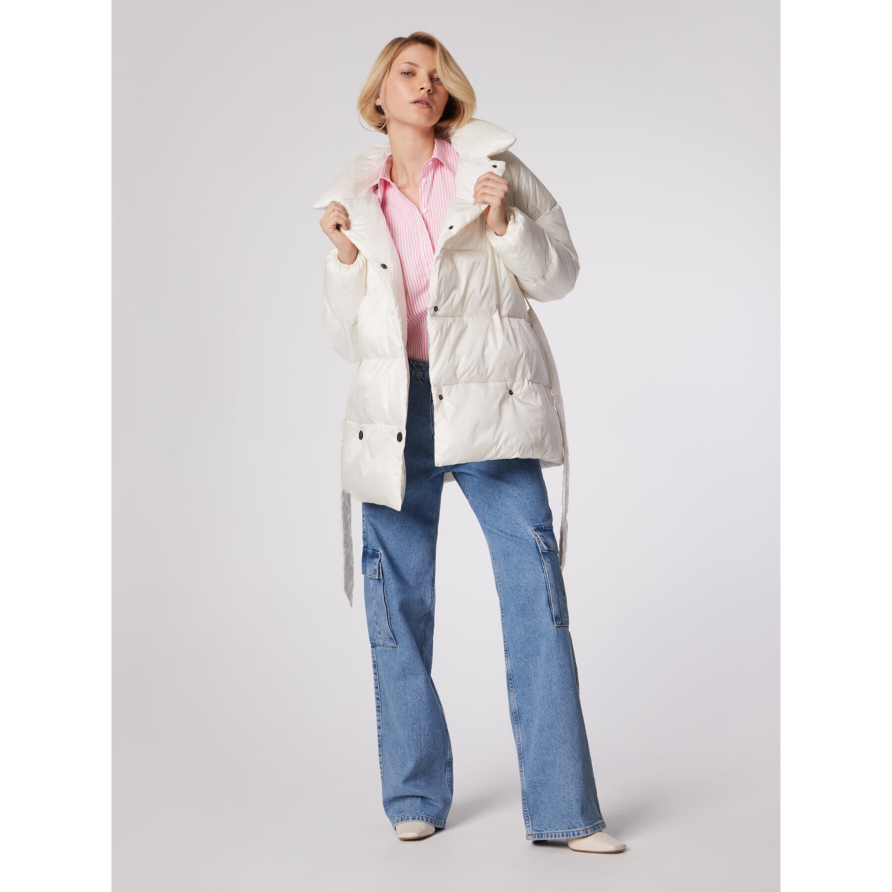Simple Зимно яке KUD501-02 Бежов Relaxed Fit - Pepit.bg