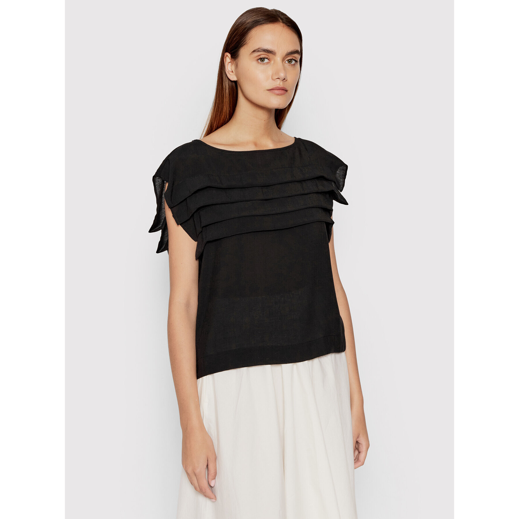 Sisley Блуза 52C7LQ01B Черен Relaxed Fit - Pepit.bg