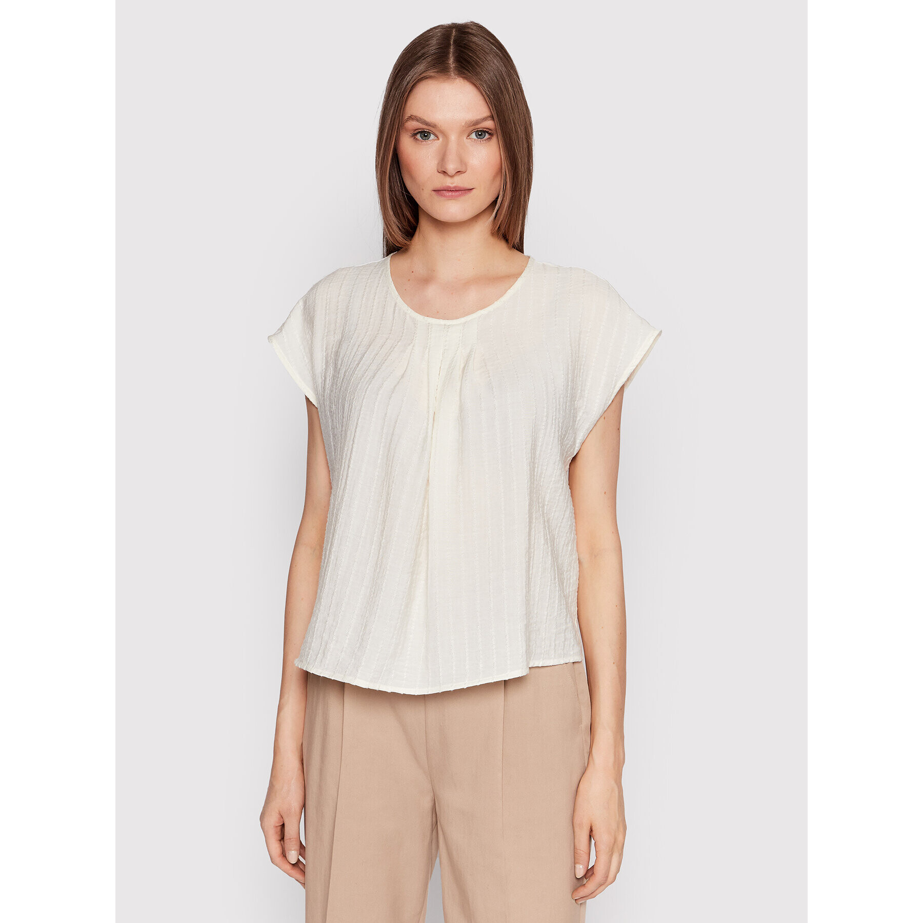 Sisley Блуза 5XYWLQ018 Бял Straight Fit - Pepit.bg