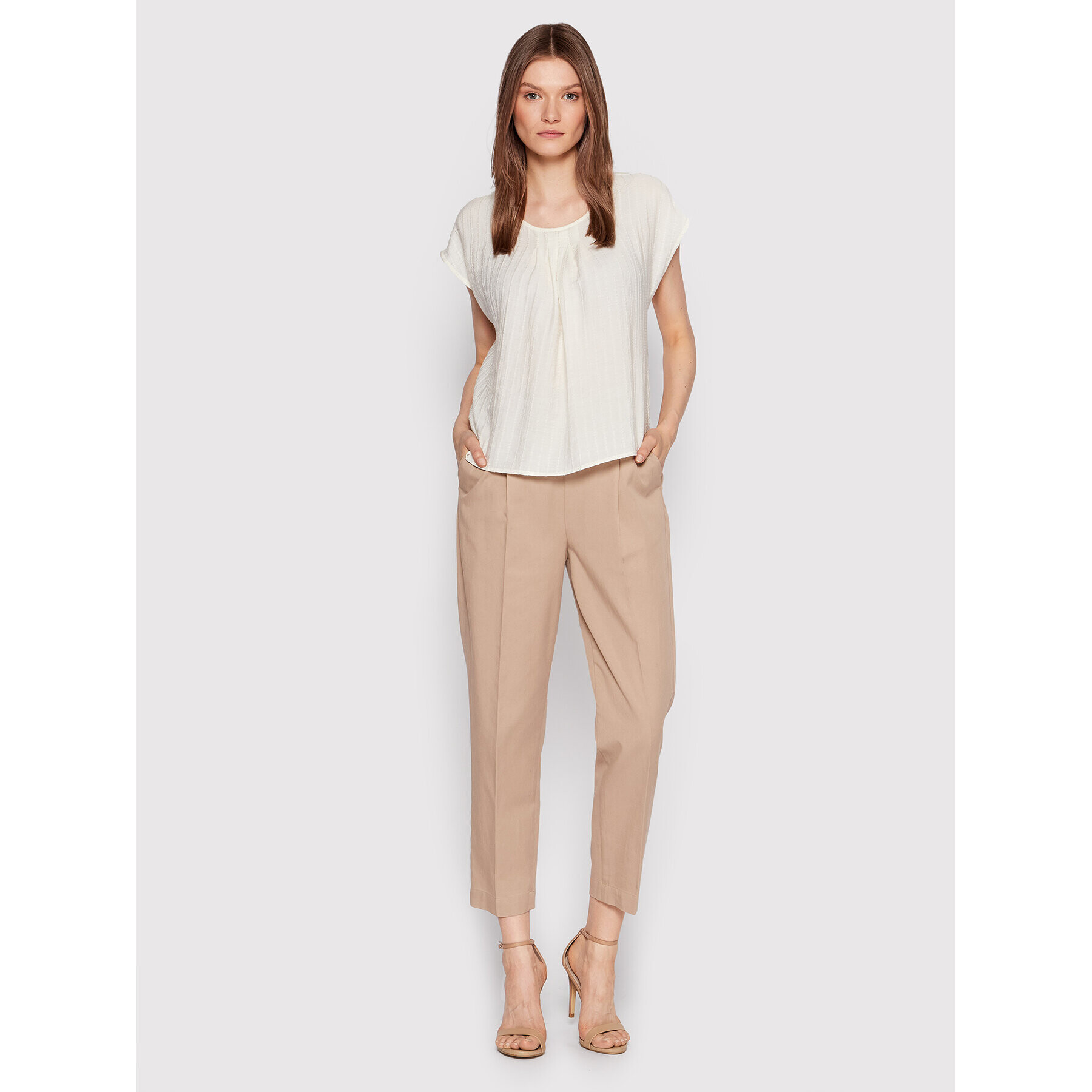 Sisley Блуза 5XYWLQ018 Бял Straight Fit - Pepit.bg