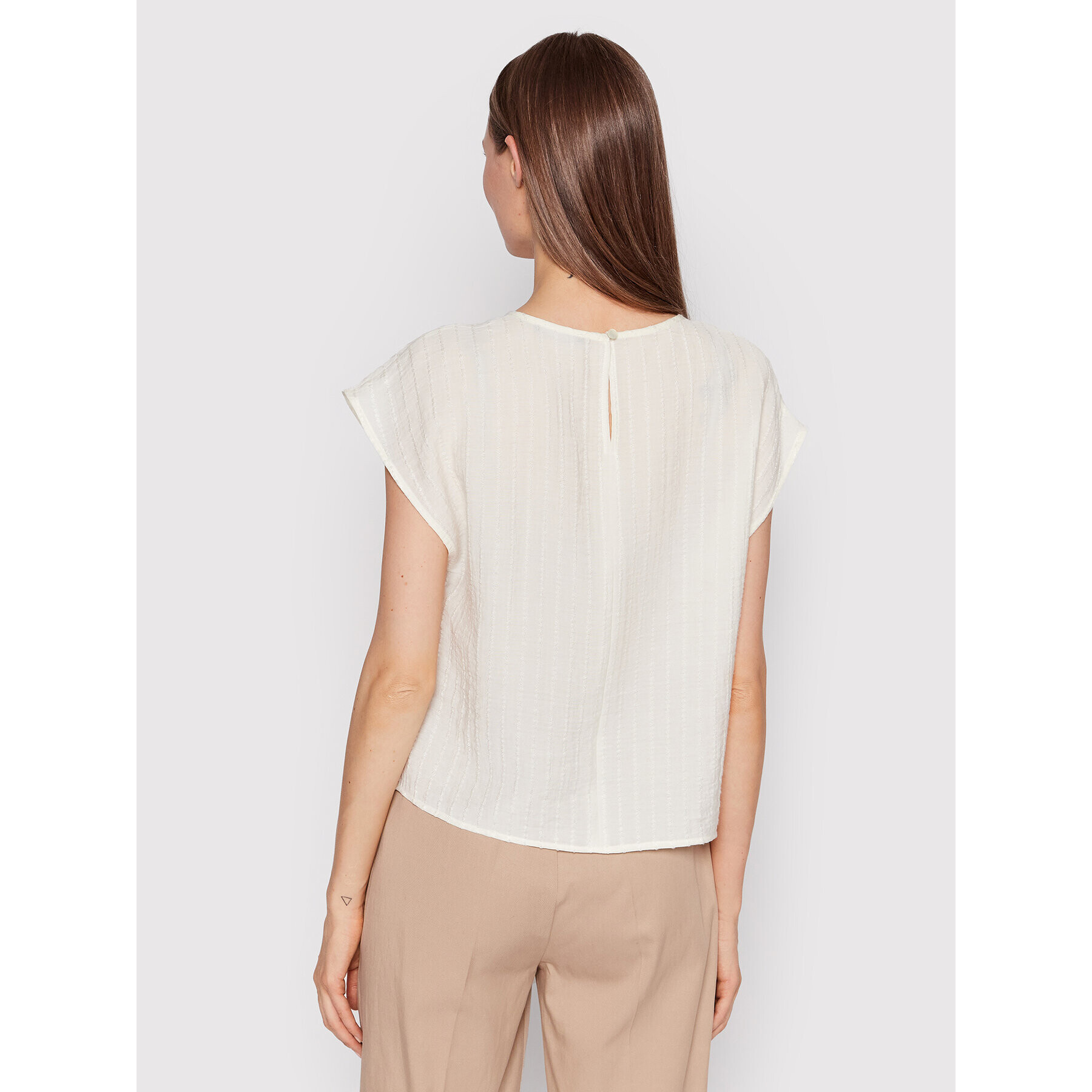 Sisley Блуза 5XYWLQ018 Бял Straight Fit - Pepit.bg