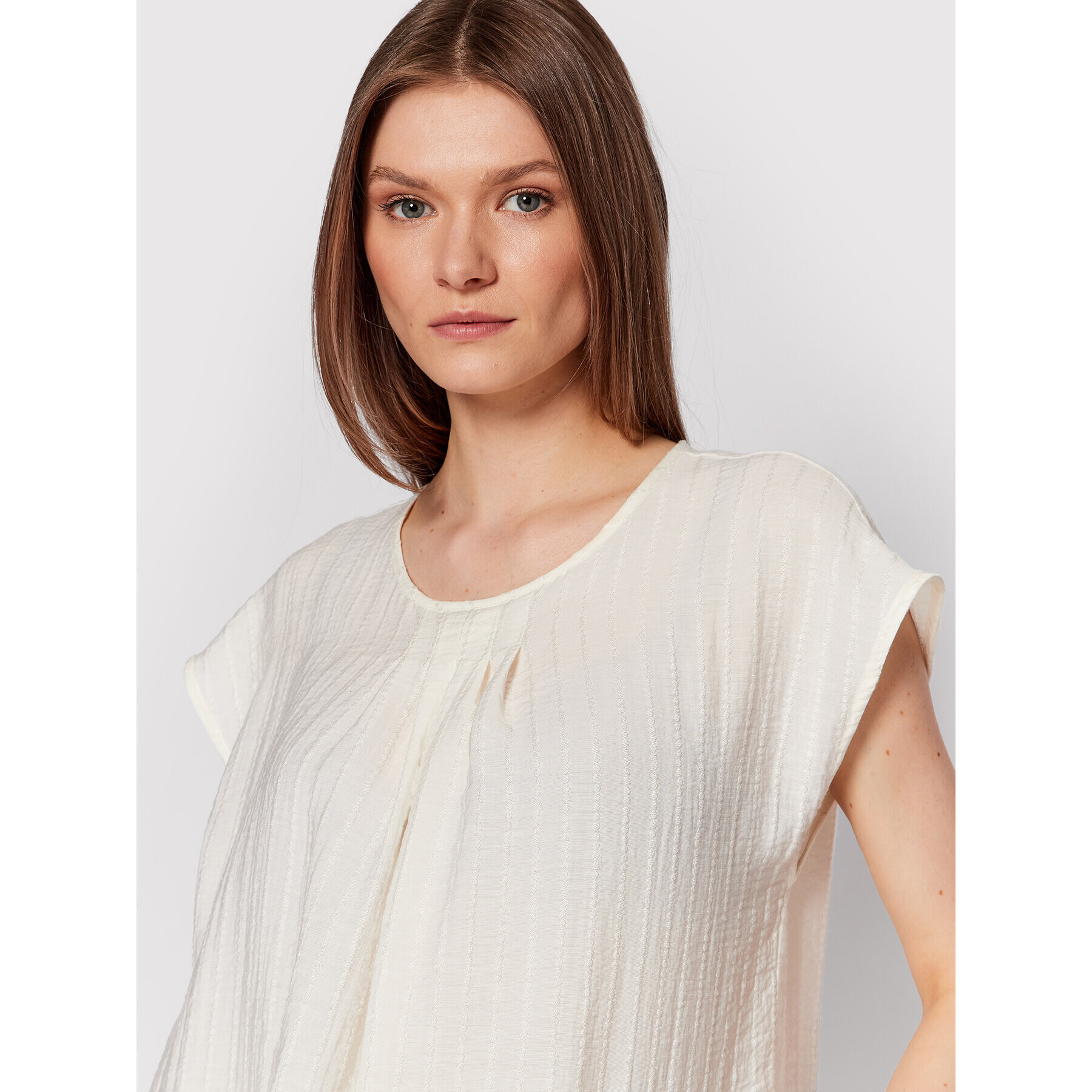 Sisley Блуза 5XYWLQ018 Бял Straight Fit - Pepit.bg