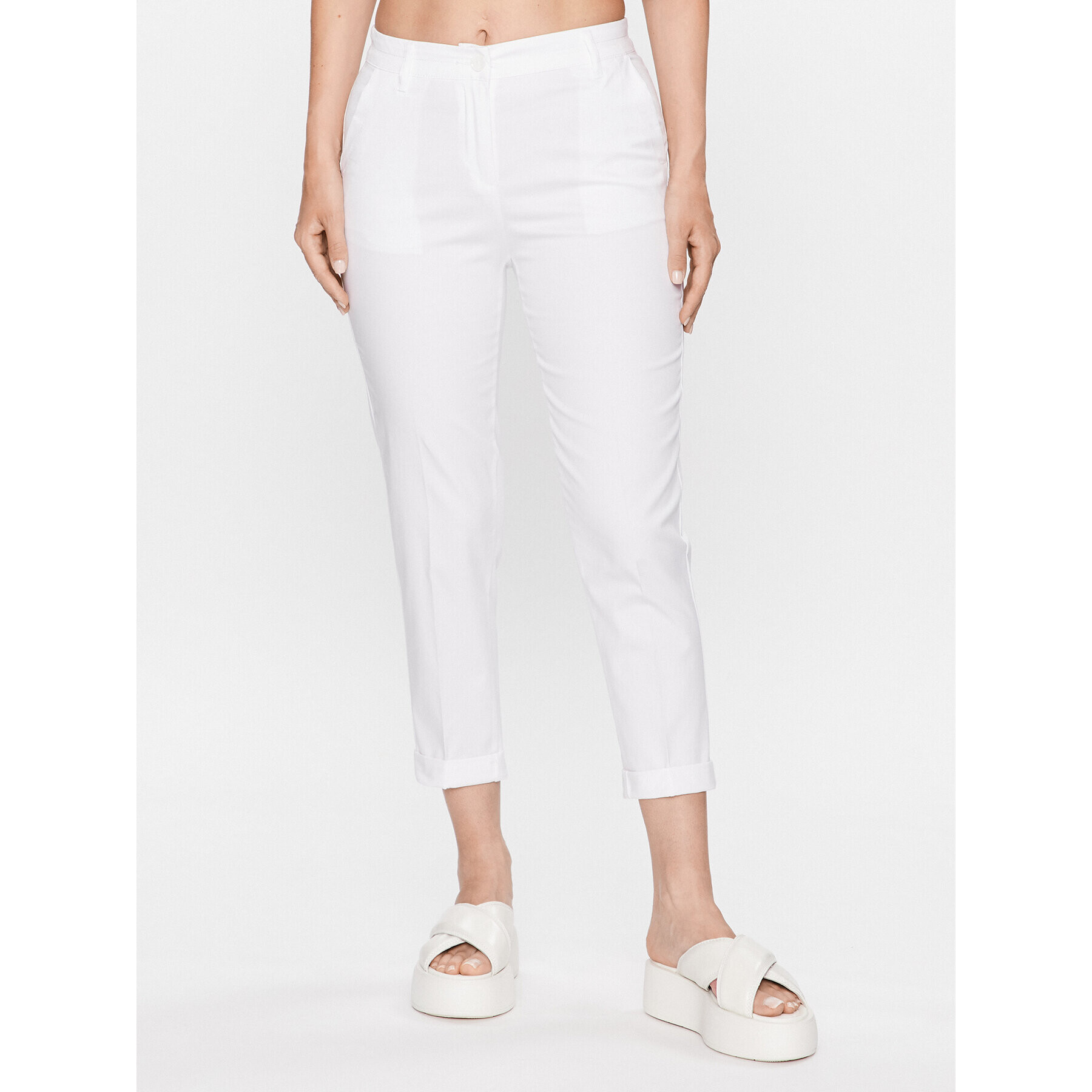 Sisley Чино панталони 4ED4LF00R Бял Slim Fit - Pepit.bg