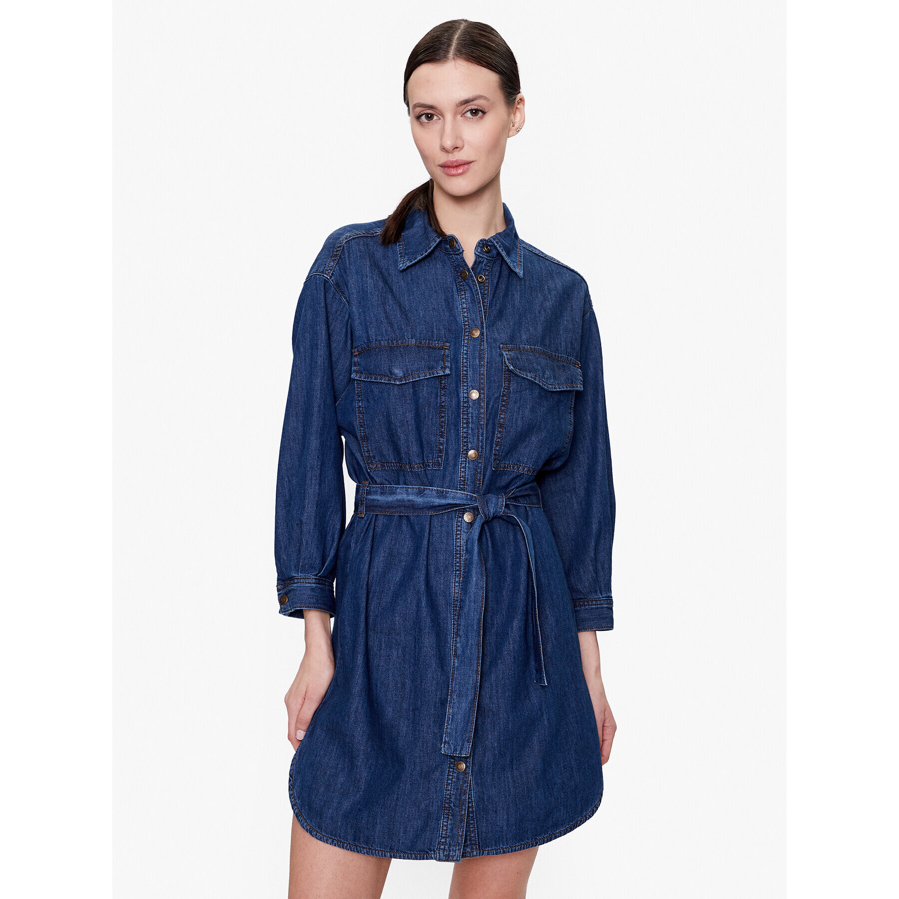 Sisley Дънкова рокля 4FU6LV039 Тъмносин Regular Fit - Pepit.bg