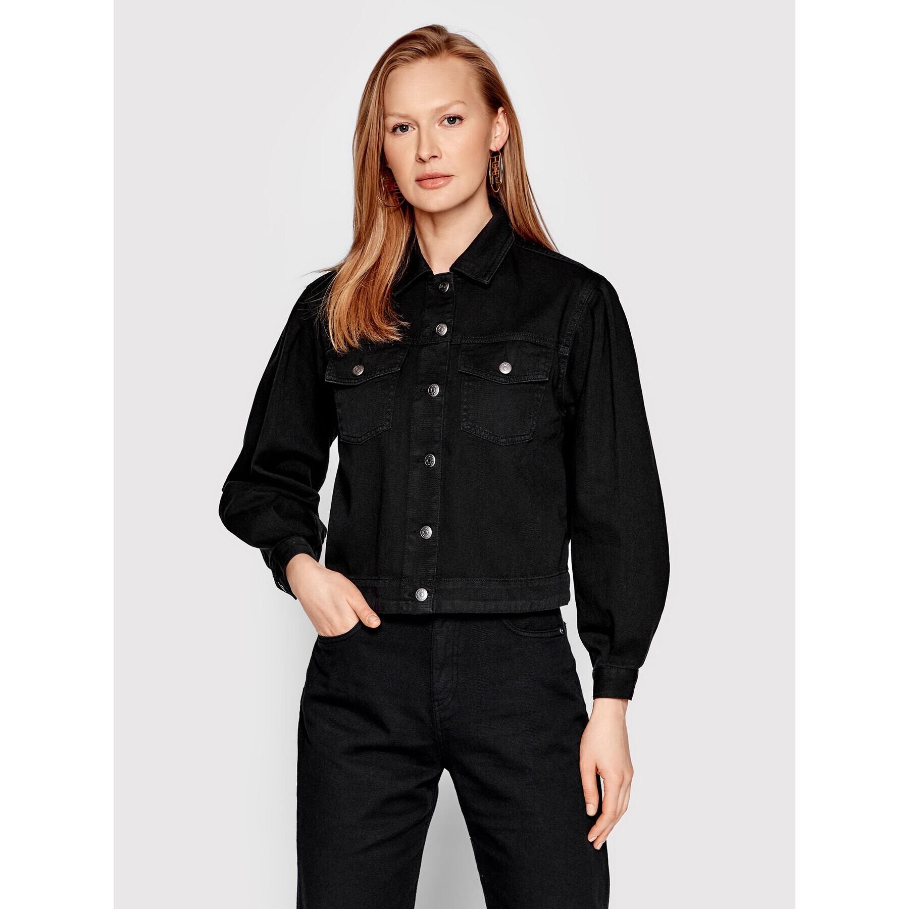 Sisley Дънково яке 2ZN5LO002 Черен Regular Fit - Pepit.bg