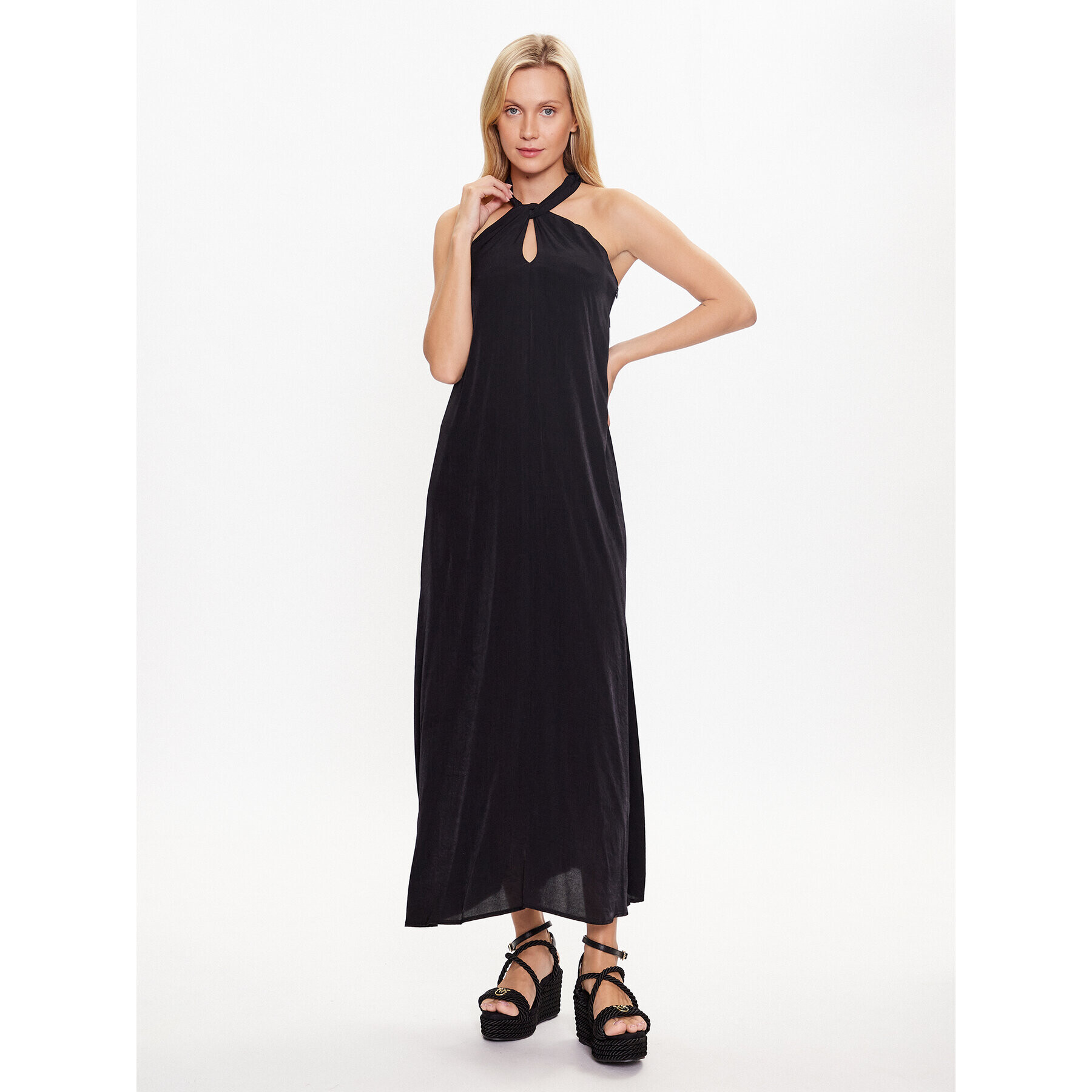Sisley Ежедневна рокля 48PWLV043 Черен Regular Fit - Pepit.bg