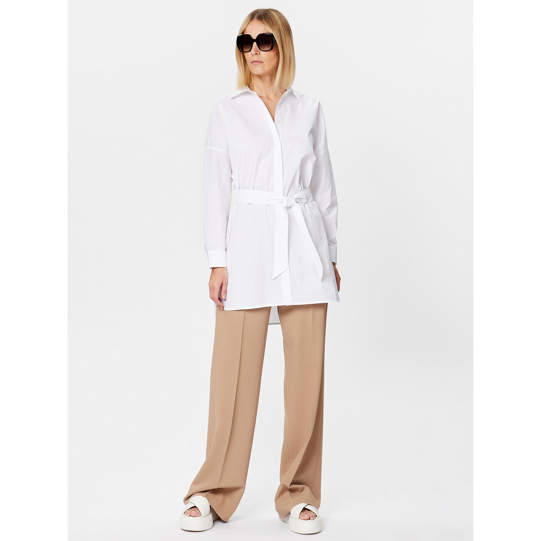 Sisley Ежедневна рокля 4WMELV03G Бял Regular Fit - Pepit.bg