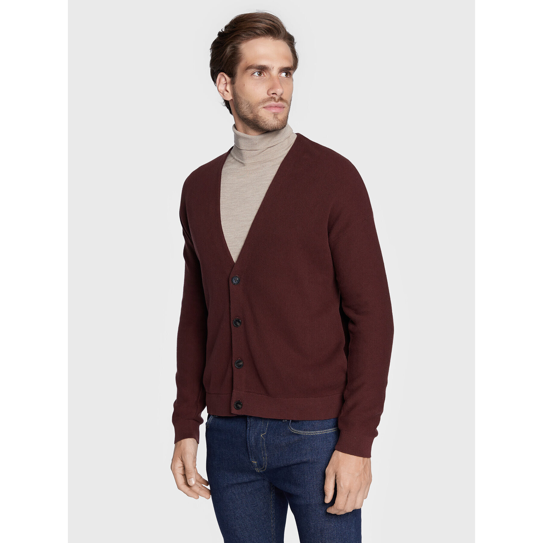 Sisley Кардиган 10C1S600A Бордо Regular Fit - Pepit.bg