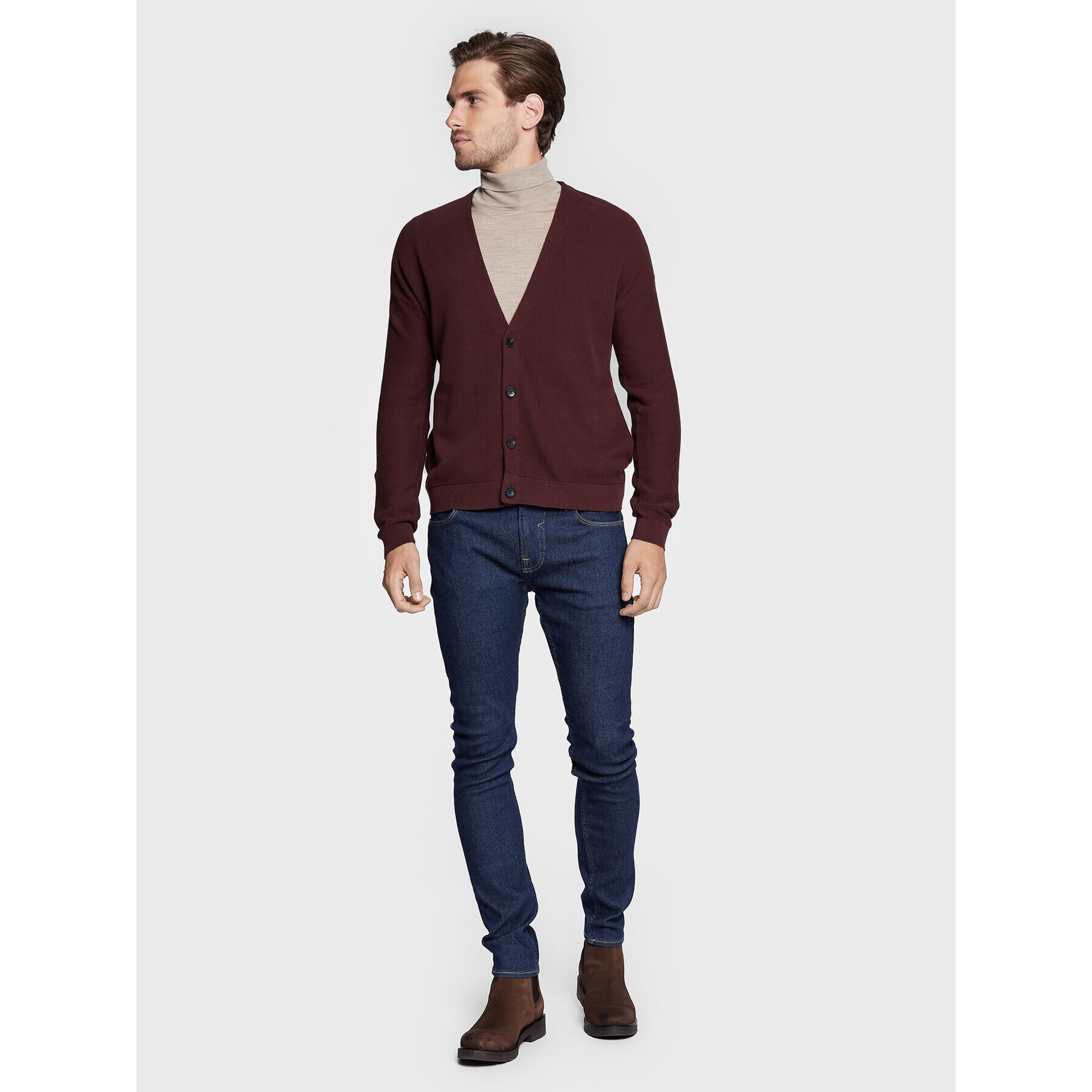 Sisley Кардиган 10C1S600A Бордо Regular Fit - Pepit.bg