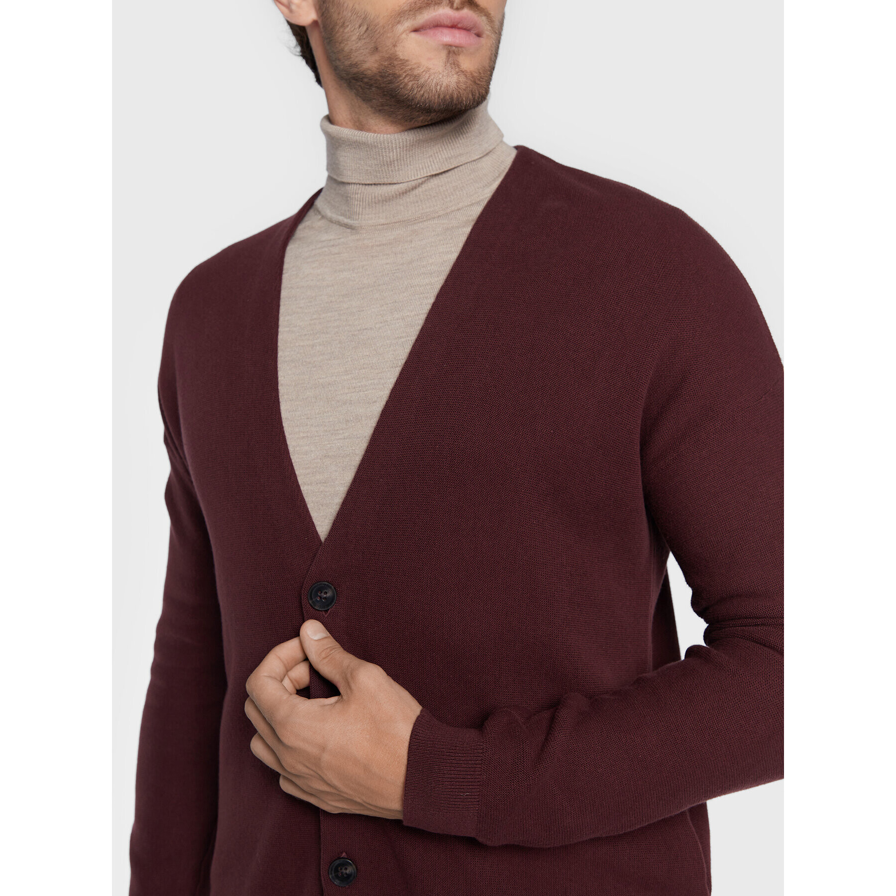 Sisley Кардиган 10C1S600A Бордо Regular Fit - Pepit.bg