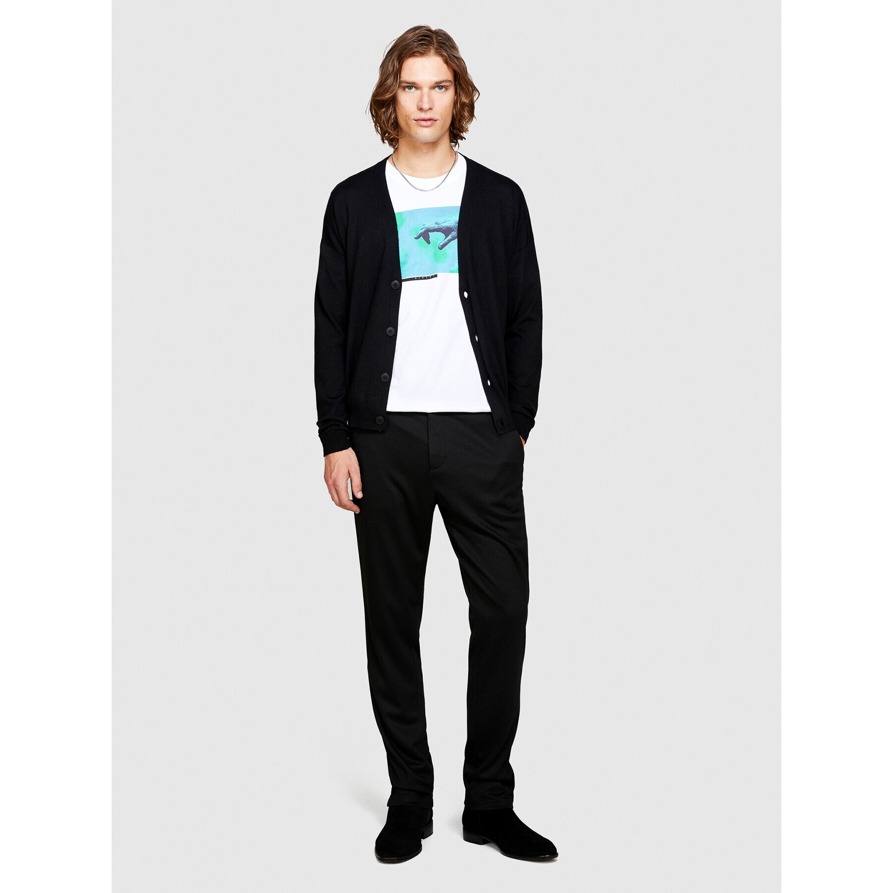 Sisley Кардиган 11BAS600J Черен Regular Fit - Pepit.bg