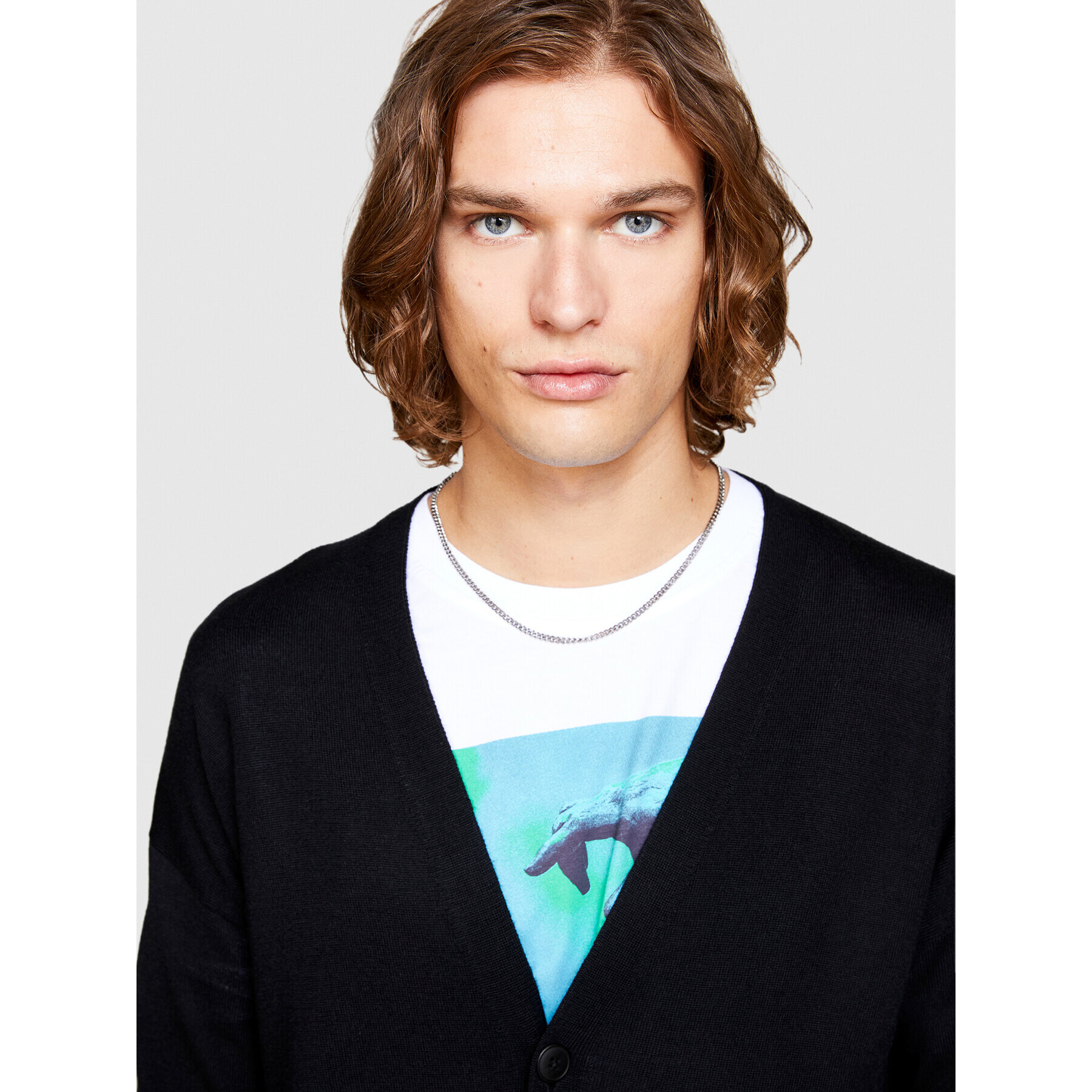 Sisley Кардиган 11BAS600J Черен Regular Fit - Pepit.bg