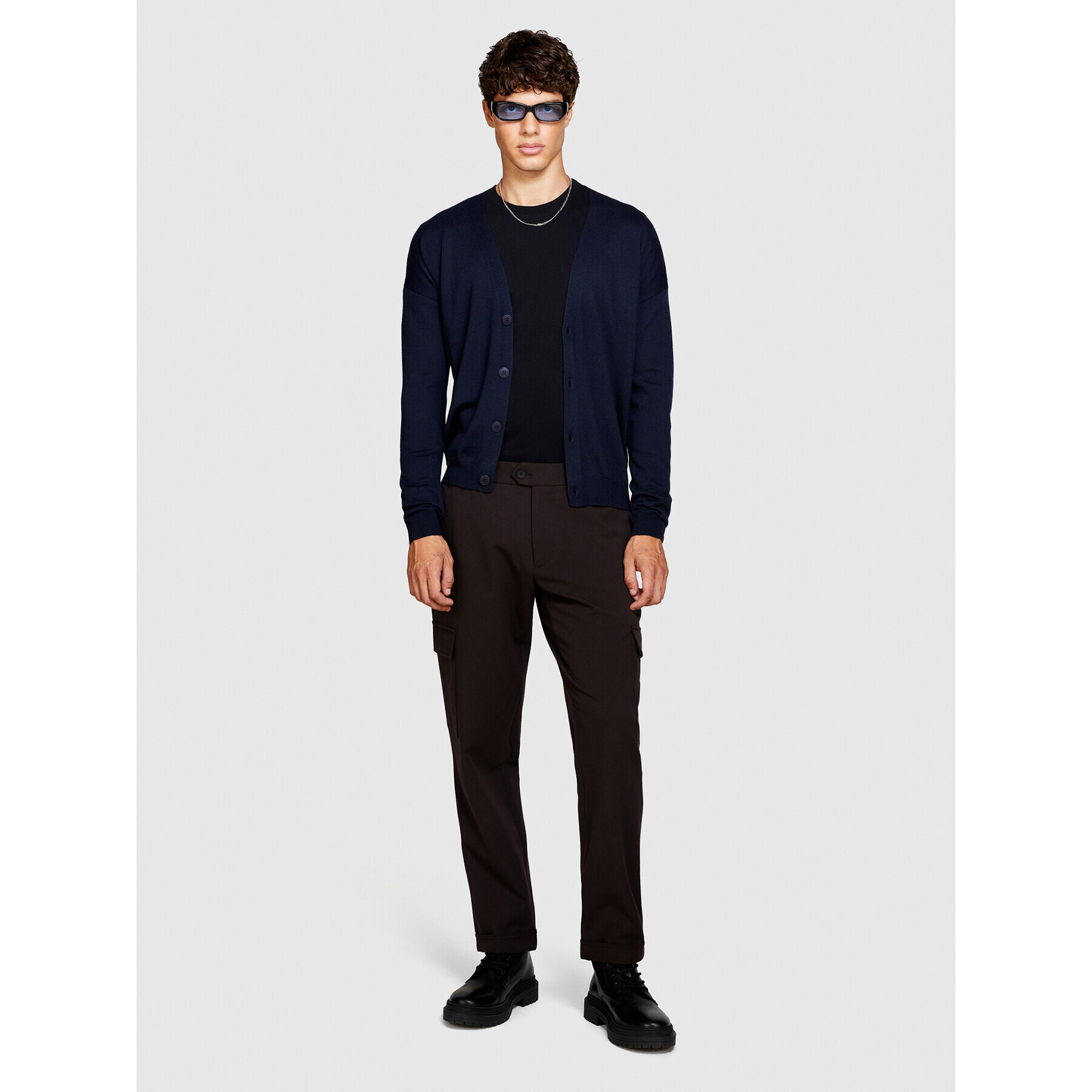 Sisley Кардиган 11BAS600J Тъмносин Regular Fit - Pepit.bg