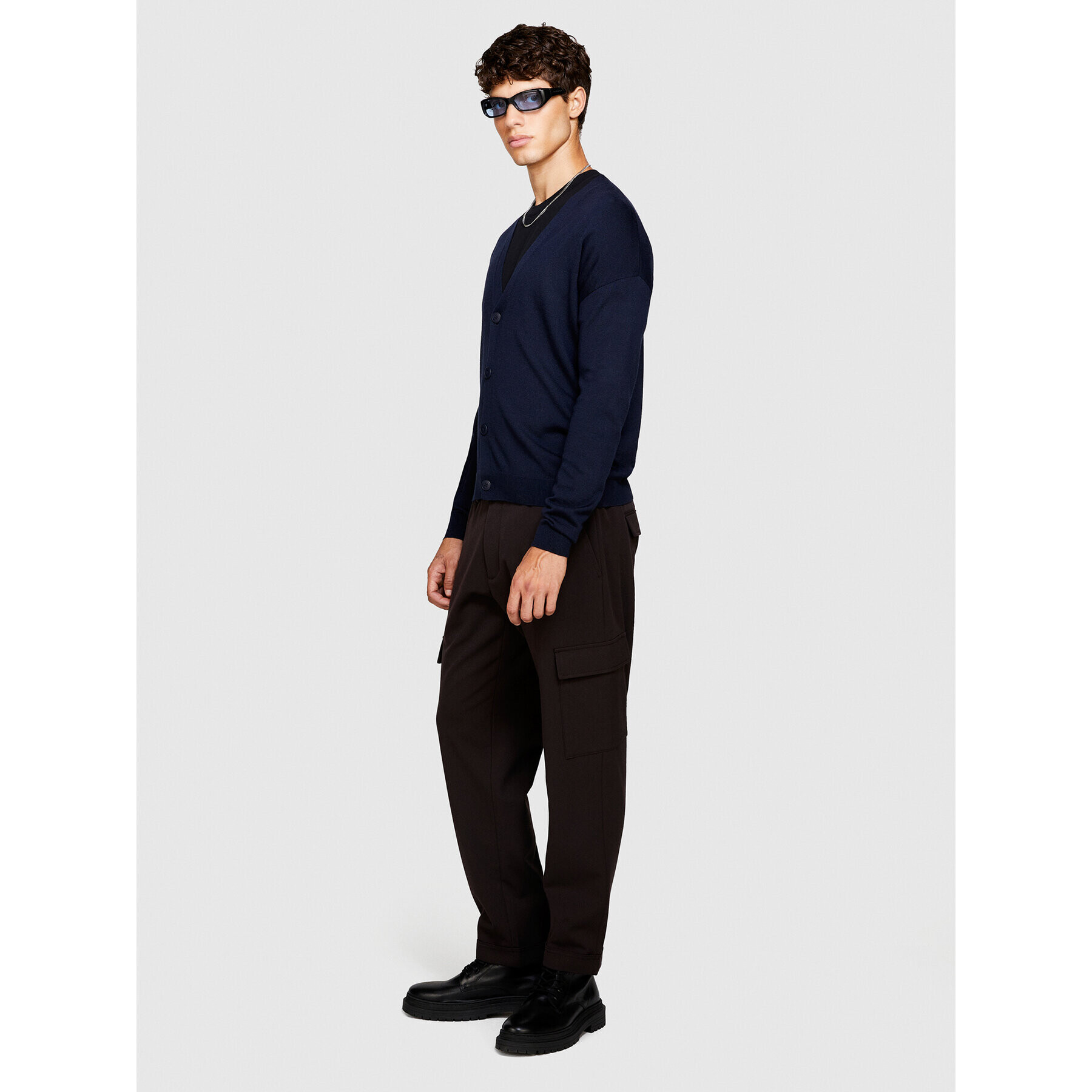 Sisley Кардиган 11BAS600J Тъмносин Regular Fit - Pepit.bg