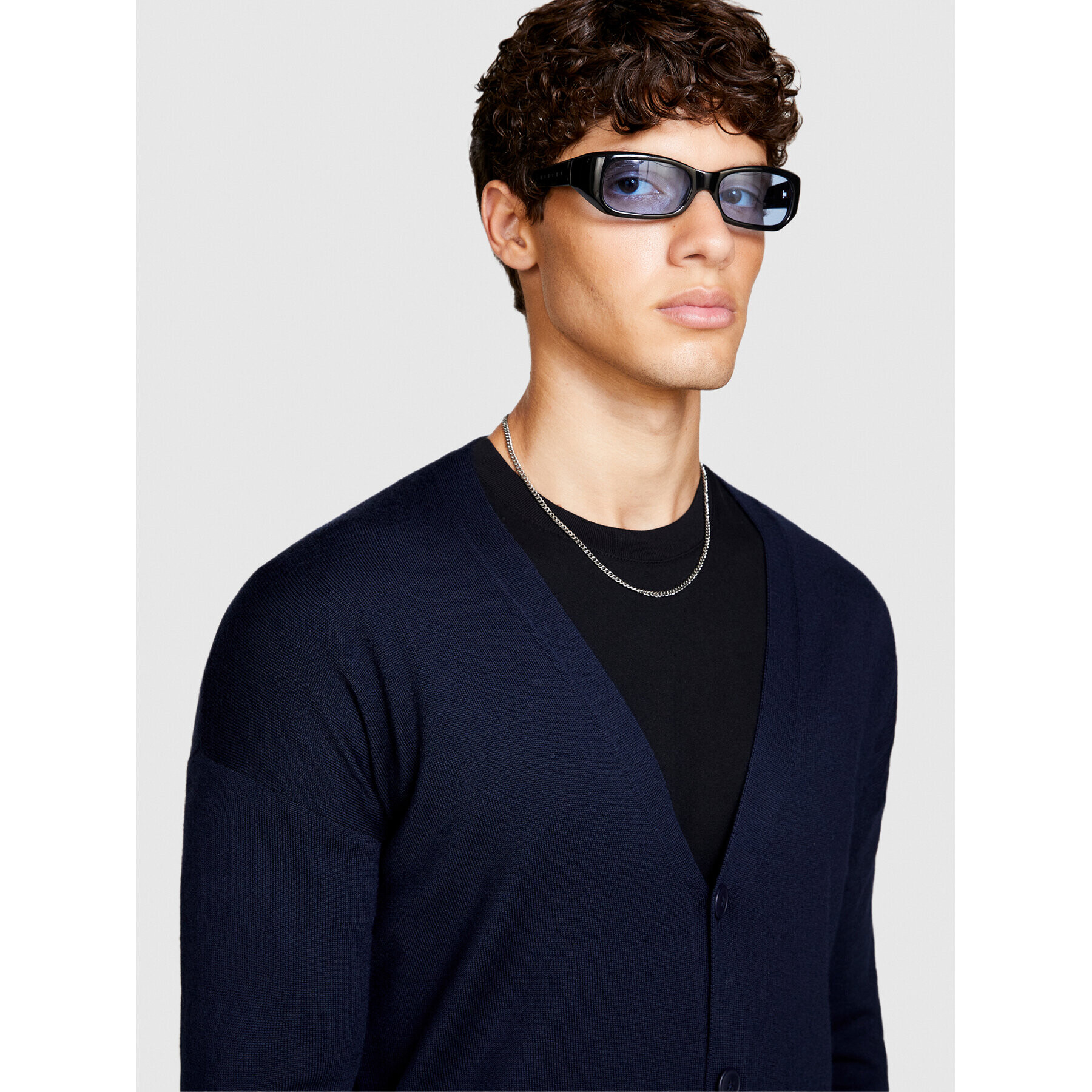 Sisley Кардиган 11BAS600J Тъмносин Regular Fit - Pepit.bg