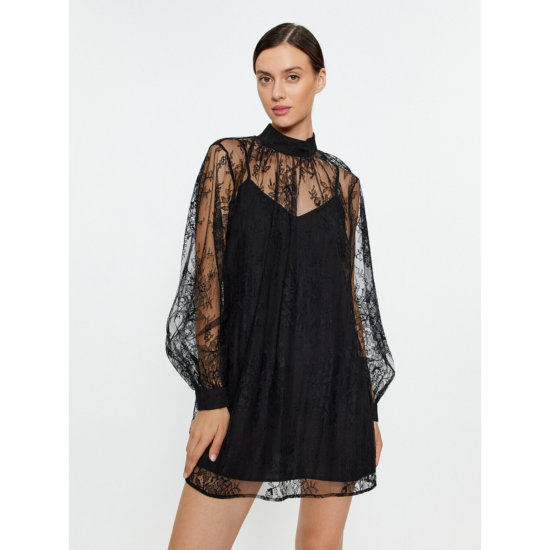 Sisley Коктейлна рокля 4FBYLV048 Черен Regular Fit - Pepit.bg