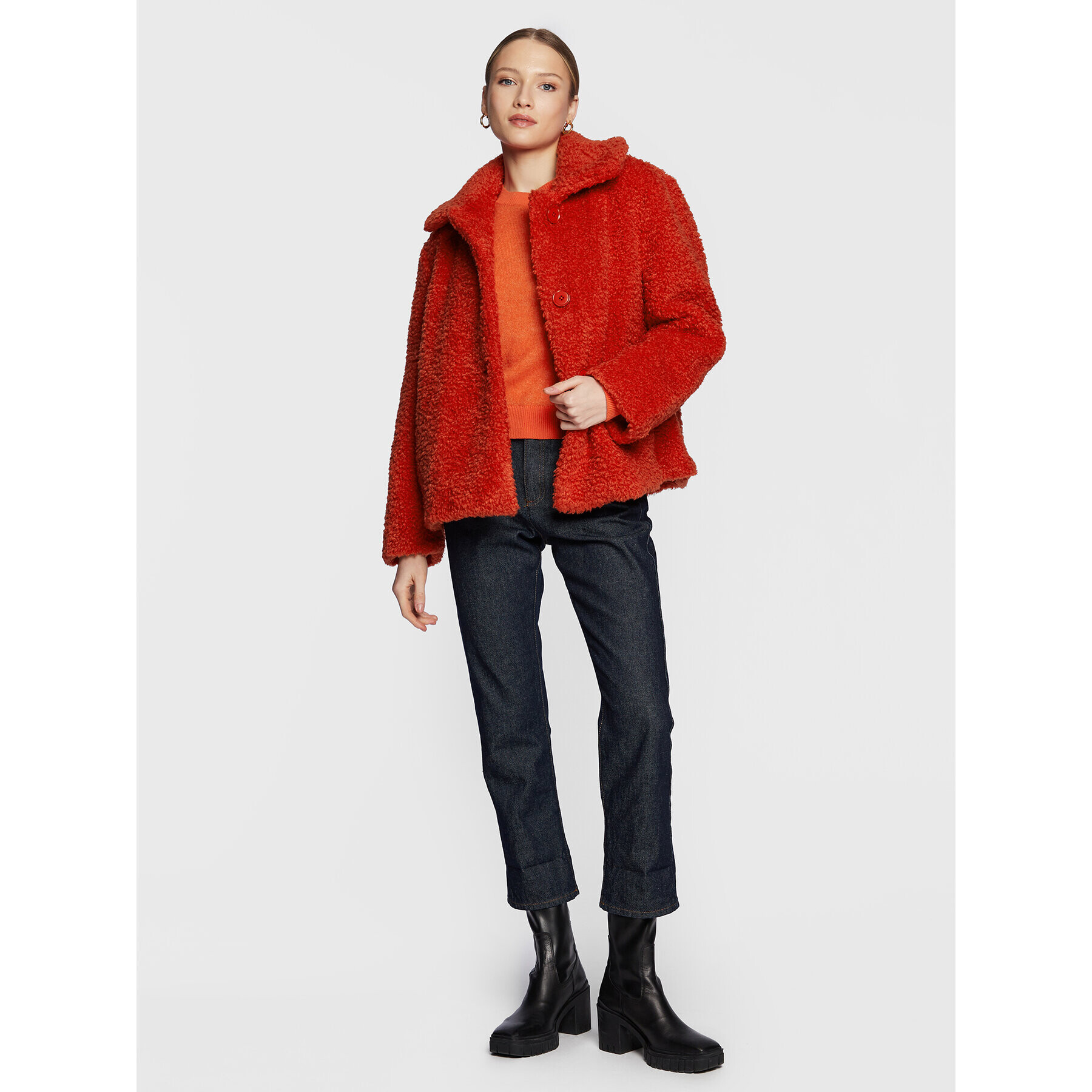 Sisley Кожух 20KVLN01H Оранжев Regular Fit - Pepit.bg