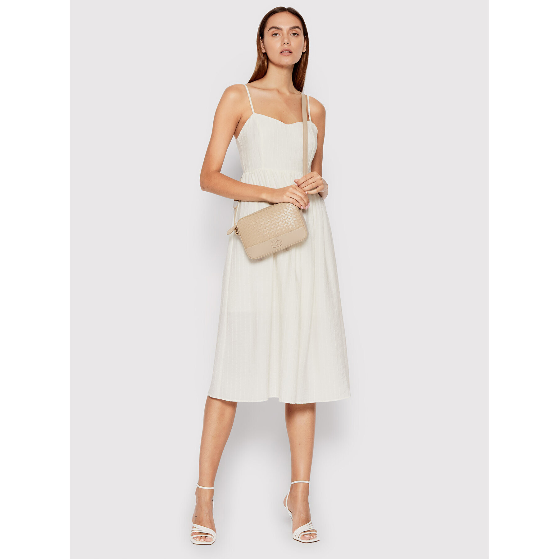 Sisley Лятна рокля 4XYWLV012 Бял Regular Fit - Pepit.bg