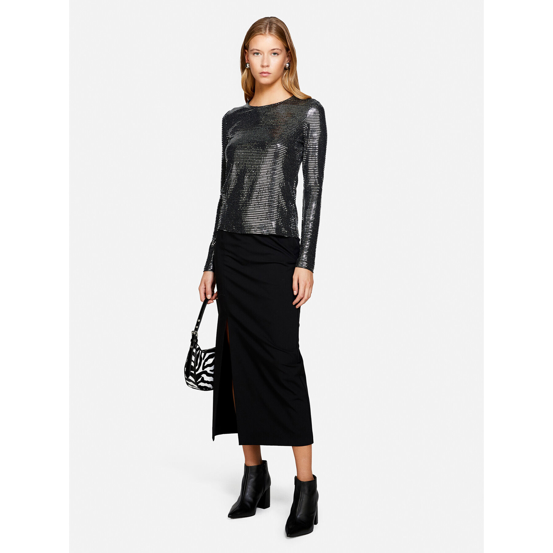 Sisley Миди пола 47N8L001N Черен Regular Fit - Pepit.bg