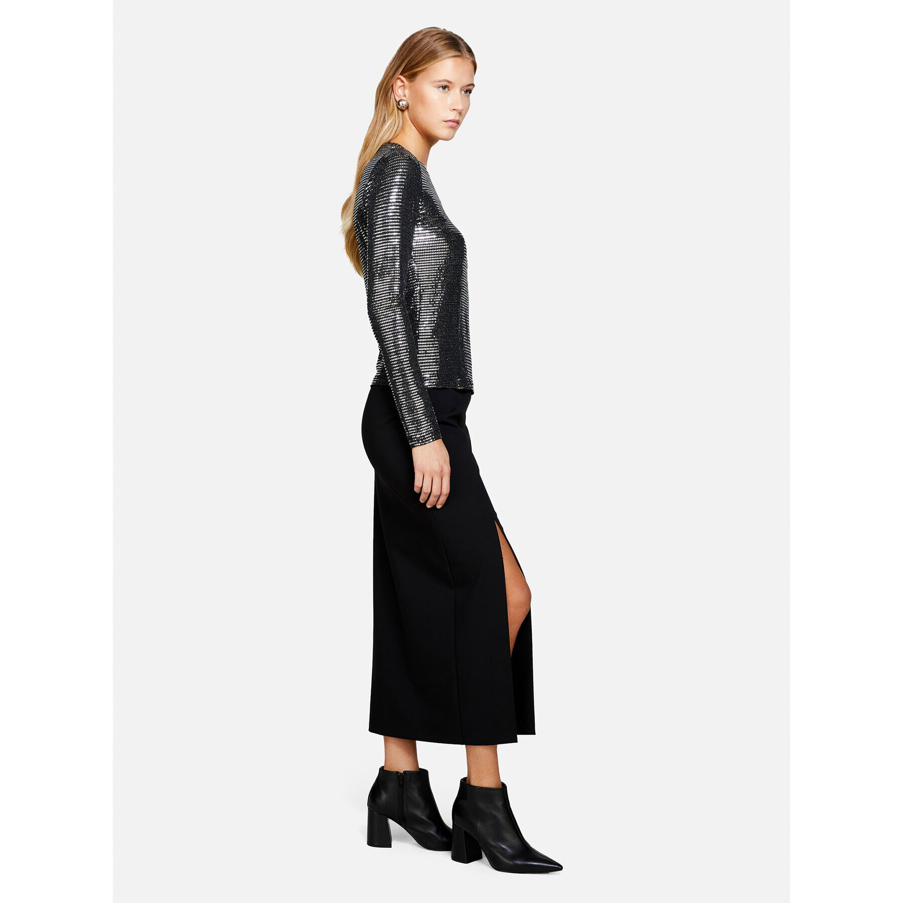 Sisley Миди пола 47N8L001N Черен Regular Fit - Pepit.bg