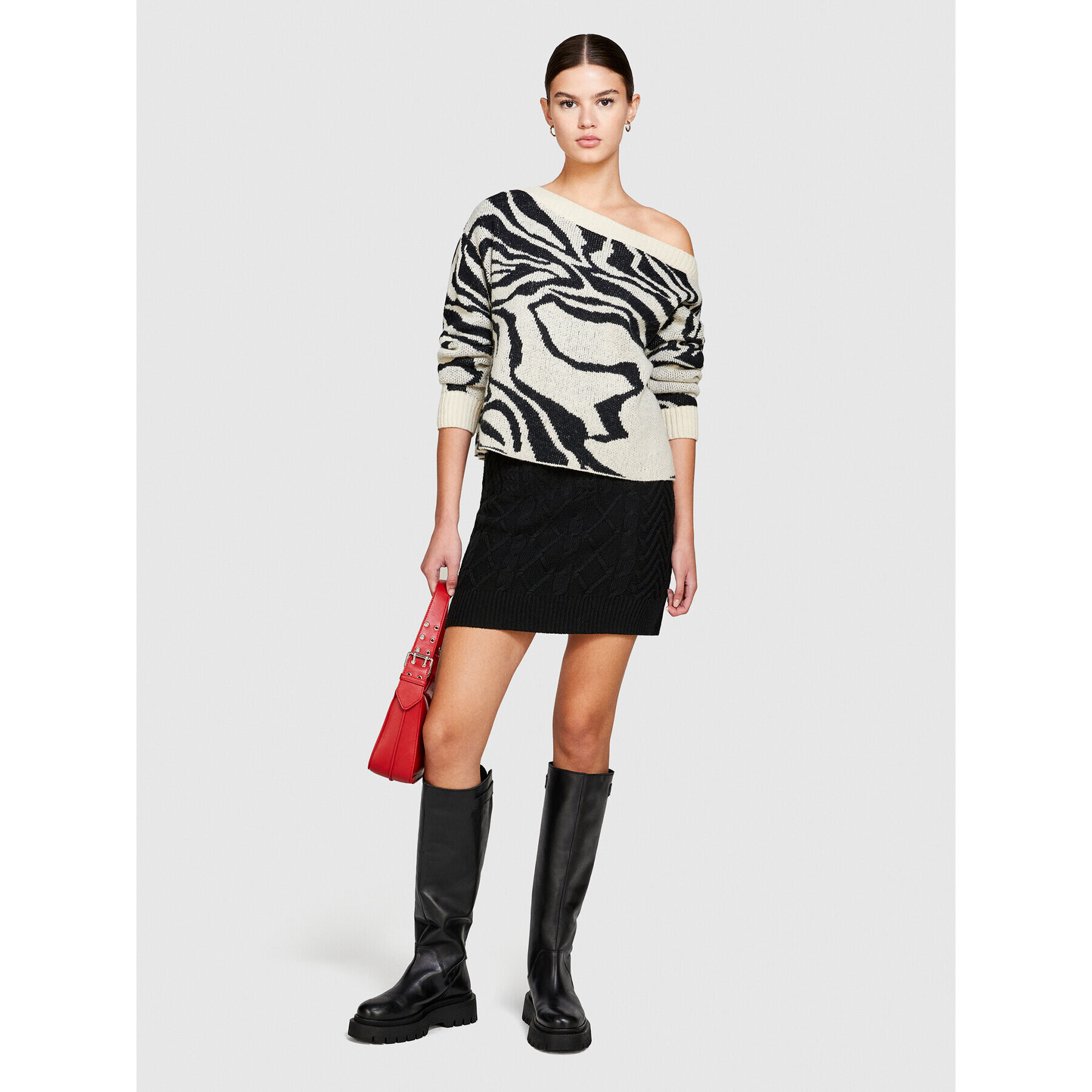 Sisley Мини пола 17L3M0008 Черен Slim Fit - Pepit.bg