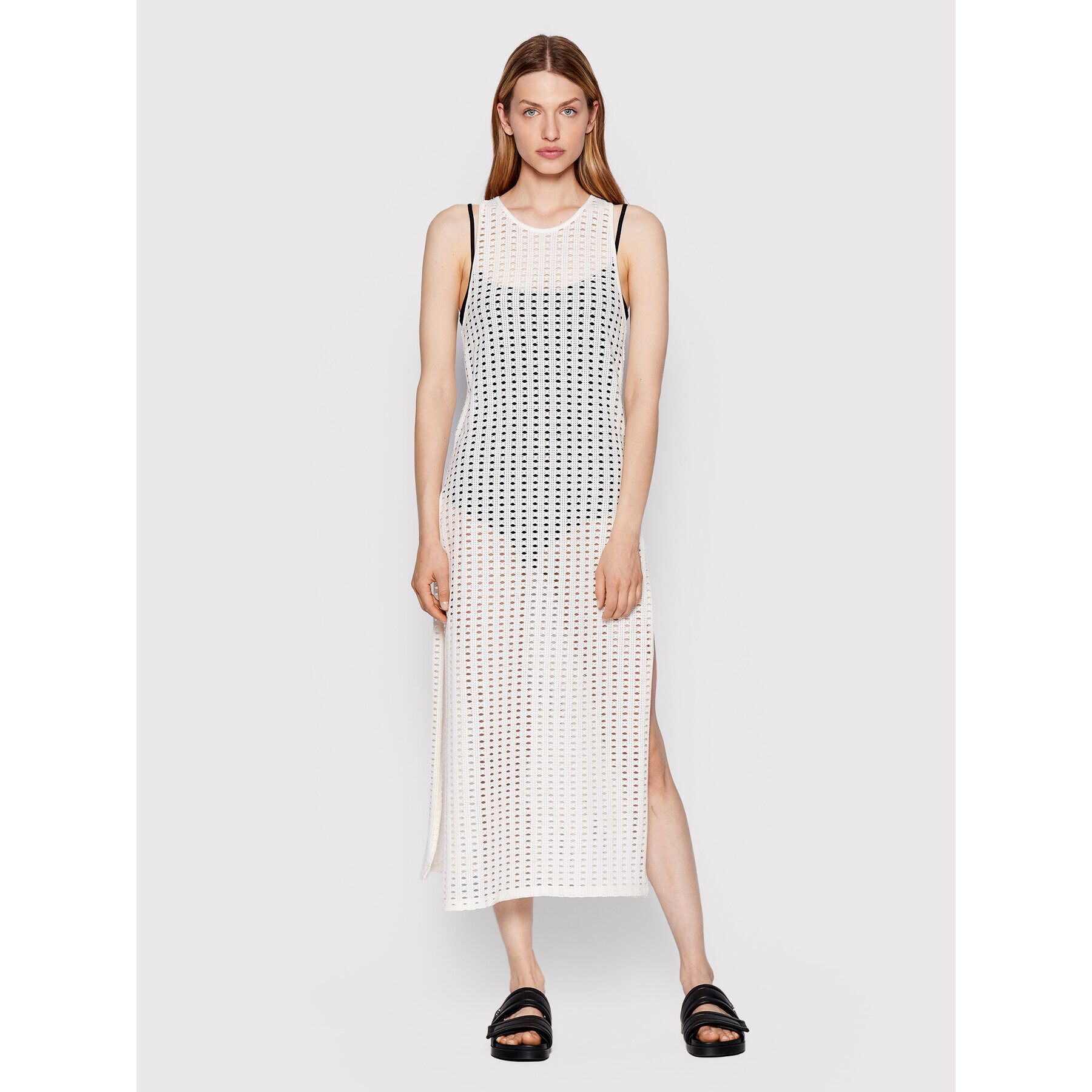 Sisley Плажна рокля 3HTALH009 Бял Regular Fit - Pepit.bg