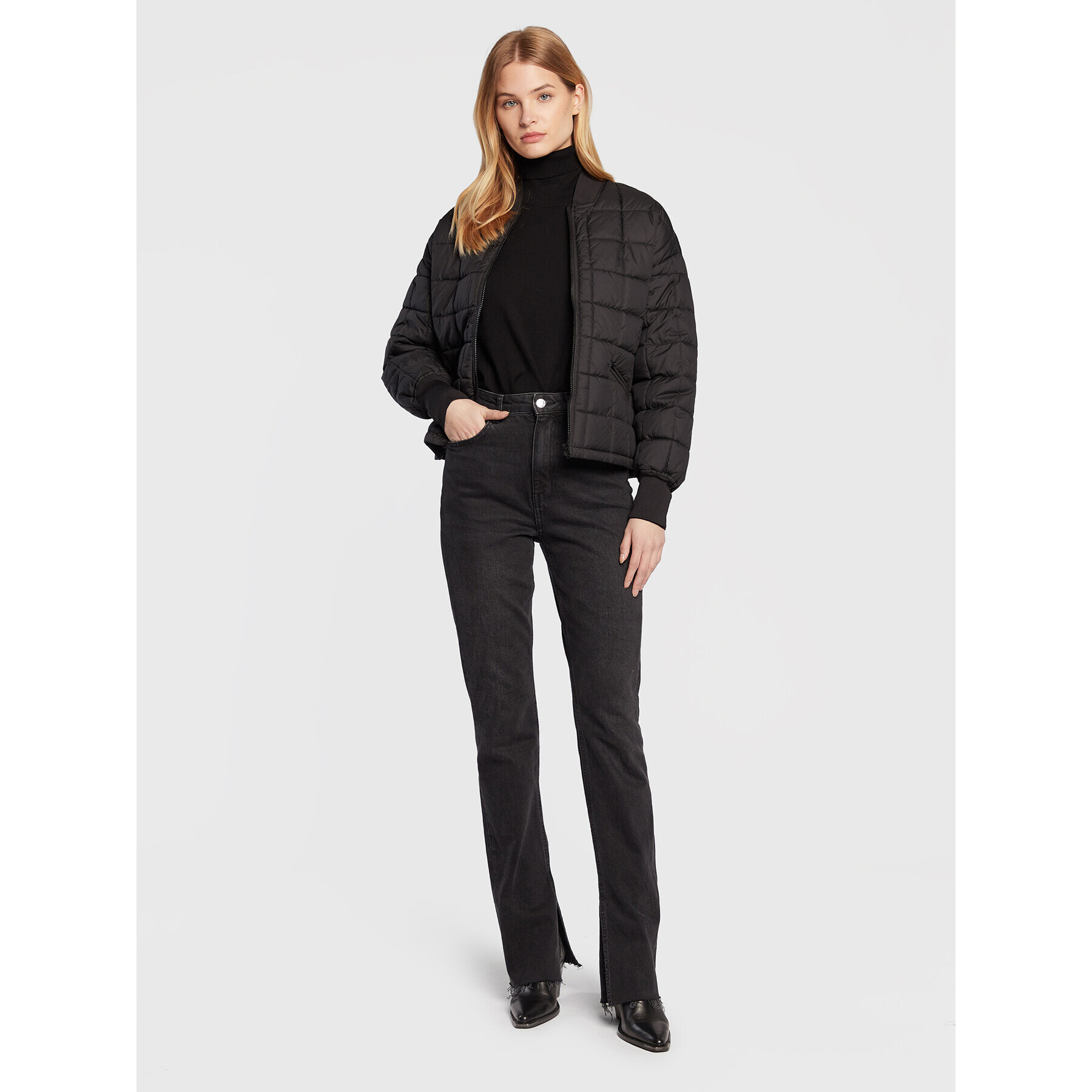 Sisley Пухено яке 24DVLN00Q Черен Regular Fit - Pepit.bg