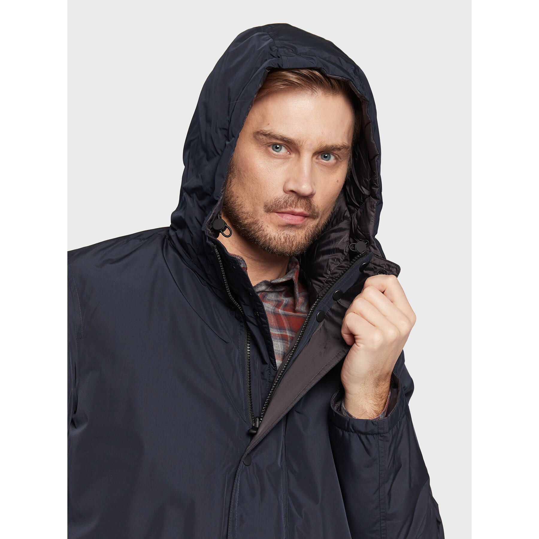 Sisley Пухено яке 256ASN015 Тъмносин Regular Fit - Pepit.bg