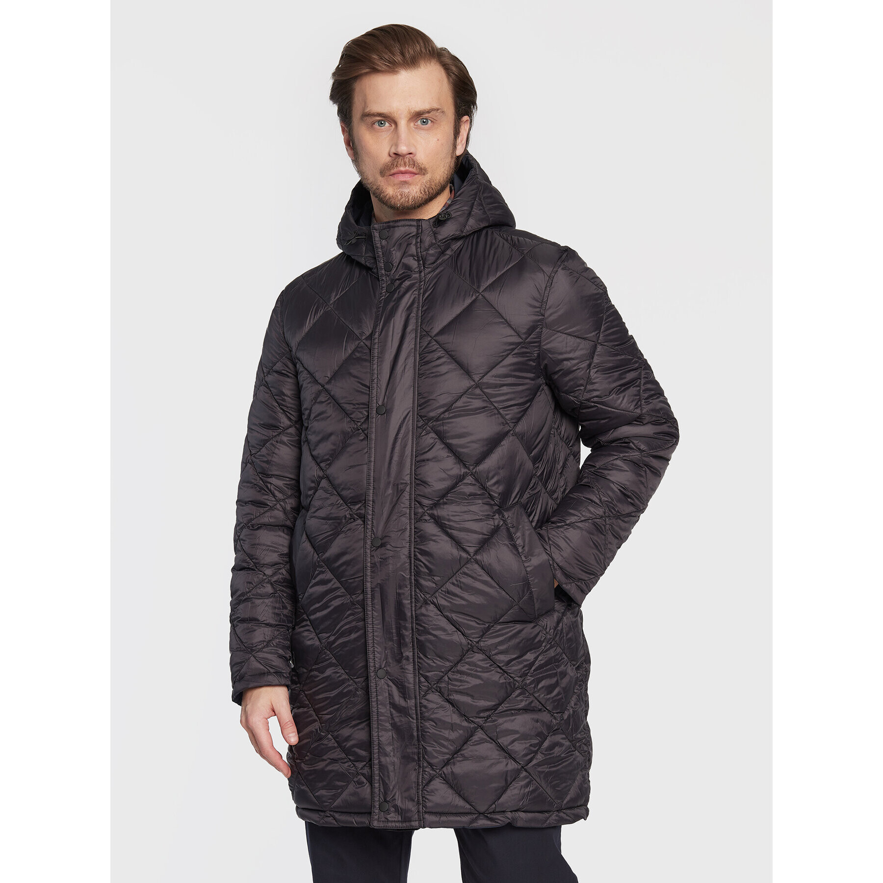 Sisley Пухено яке 256ASN015 Тъмносин Regular Fit - Pepit.bg