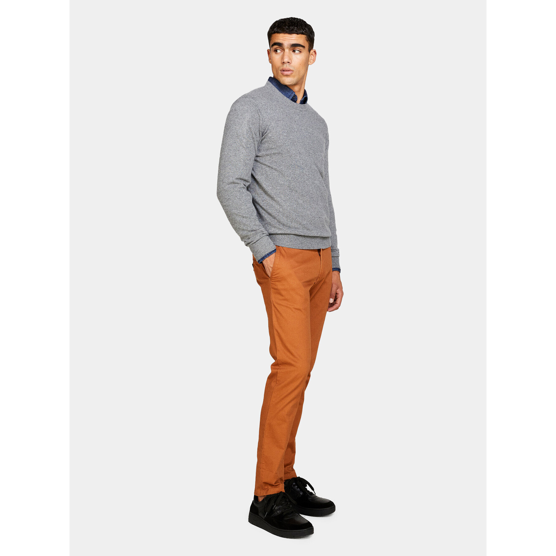 Sisley Пуловер 102HS1B17 Сив Slim Fit - Pepit.bg