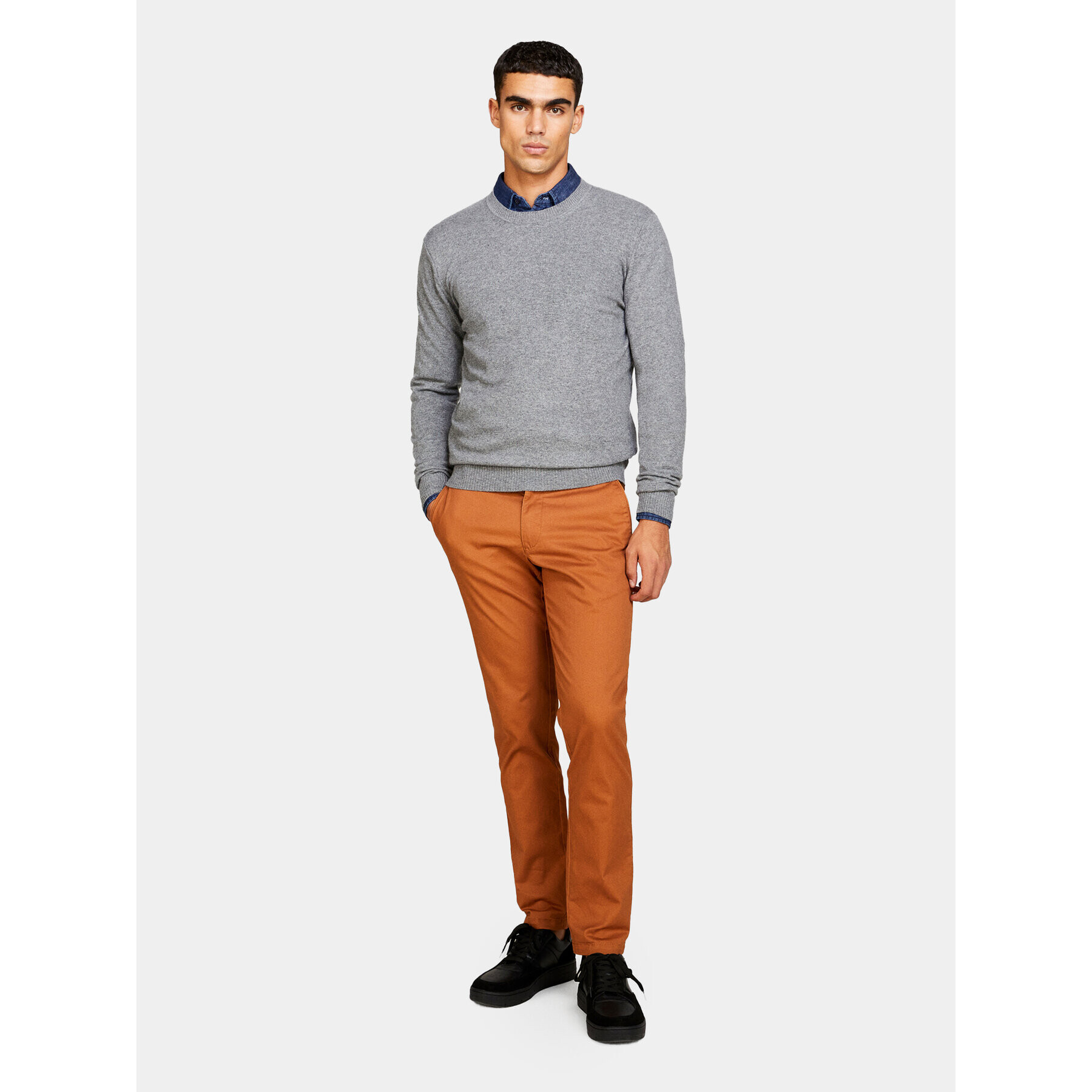 Sisley Пуловер 102HS1B17 Сив Slim Fit - Pepit.bg