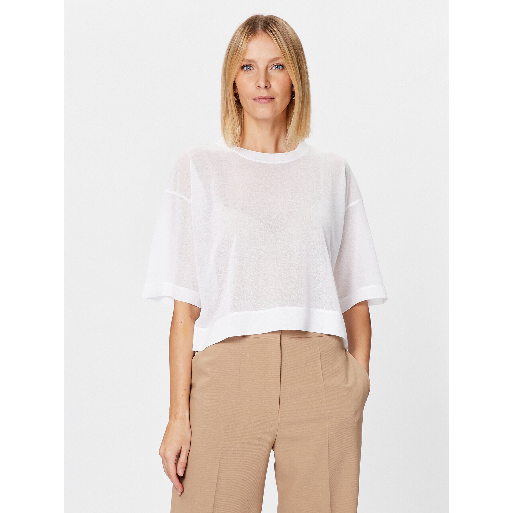Sisley Пуловер 1034M102Y Бял Regular Fit - Pepit.bg