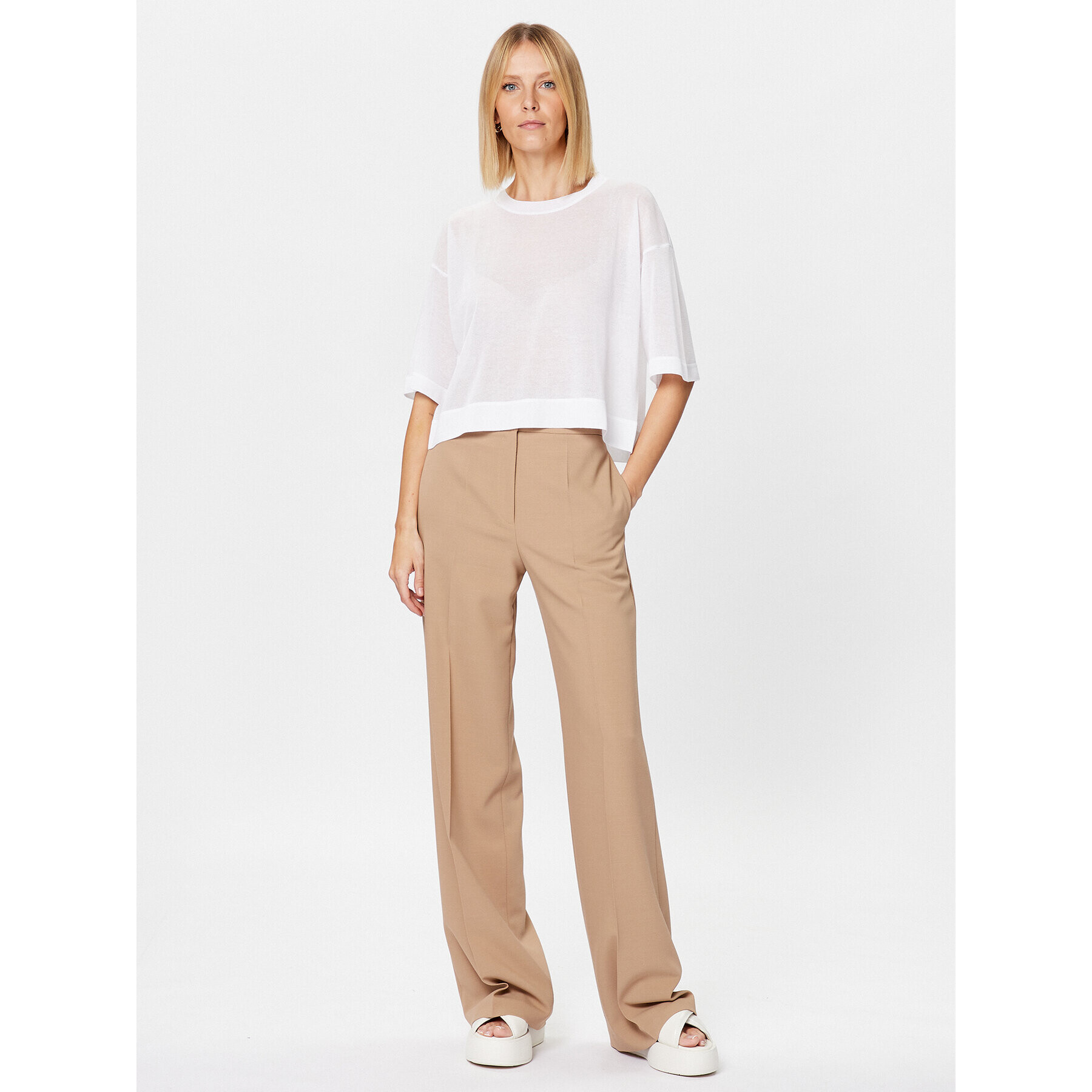 Sisley Пуловер 1034M102Y Бял Regular Fit - Pepit.bg