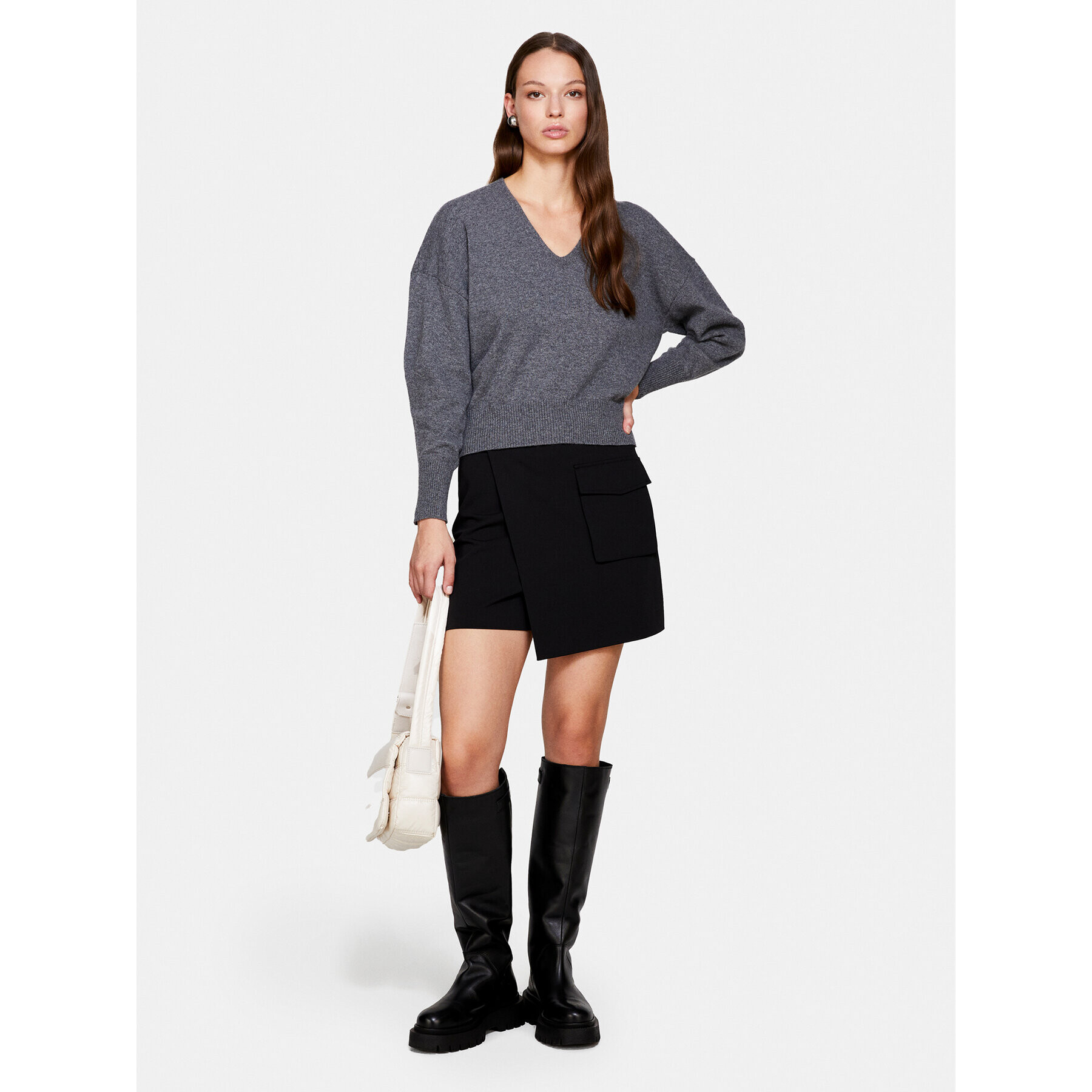 Sisley Пуловер 1044M400T Сив Regular Fit - Pepit.bg