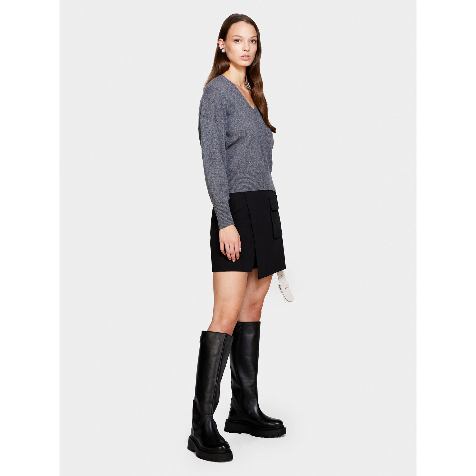Sisley Пуловер 1044M400T Сив Regular Fit - Pepit.bg