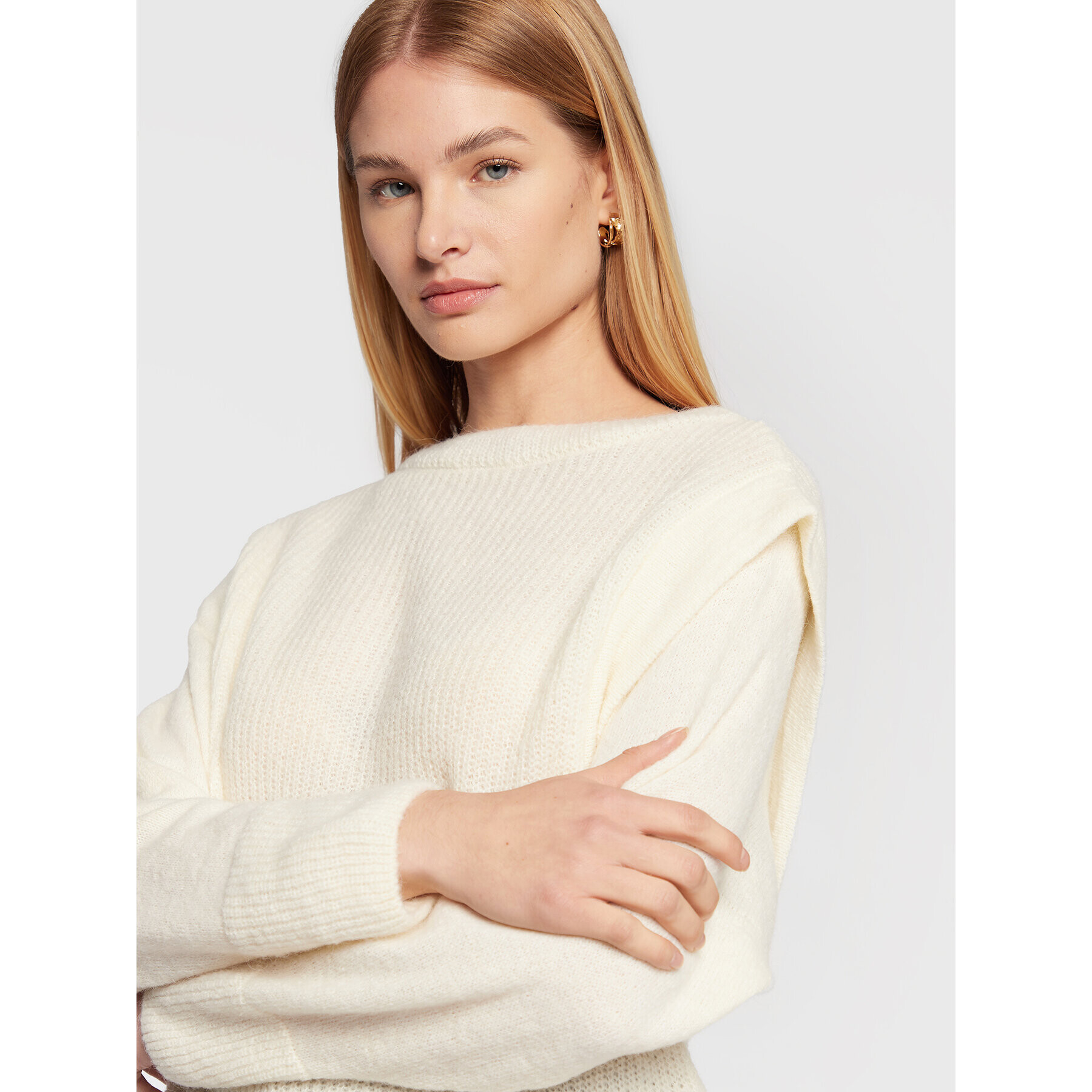 Sisley Пуловер 1068M1029 Екрю Boxy Fit - Pepit.bg