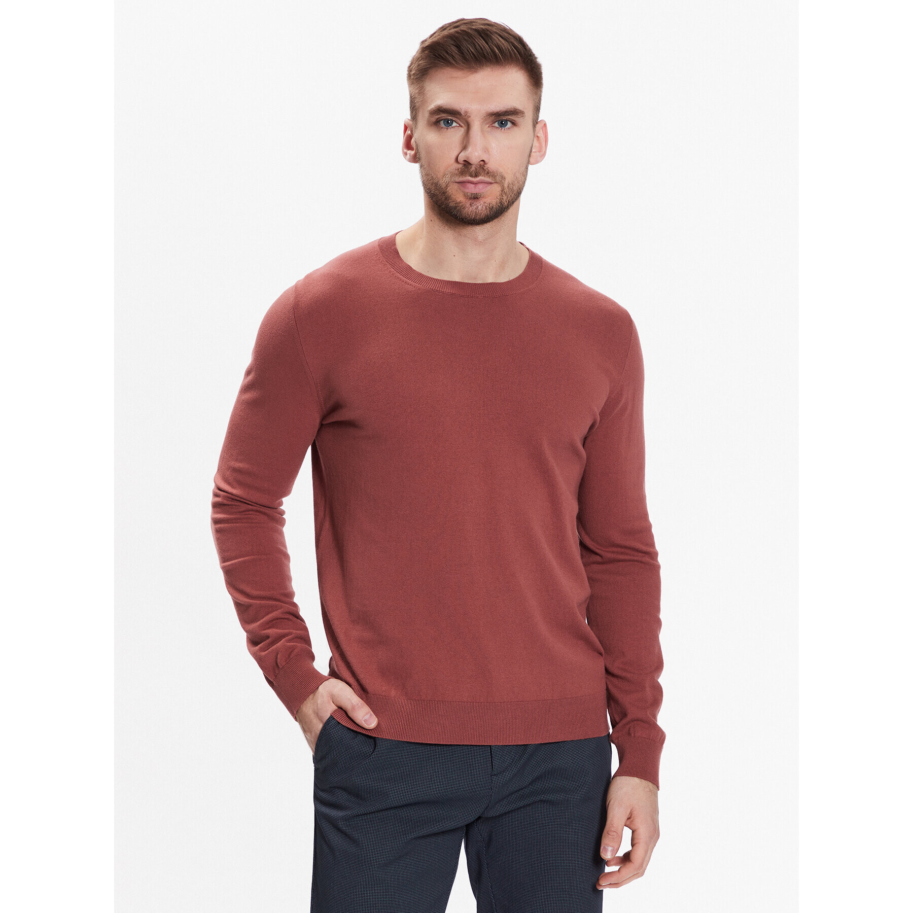 Sisley Пуловер 10F2S1C78 Оранжев Slim Fit - Pepit.bg