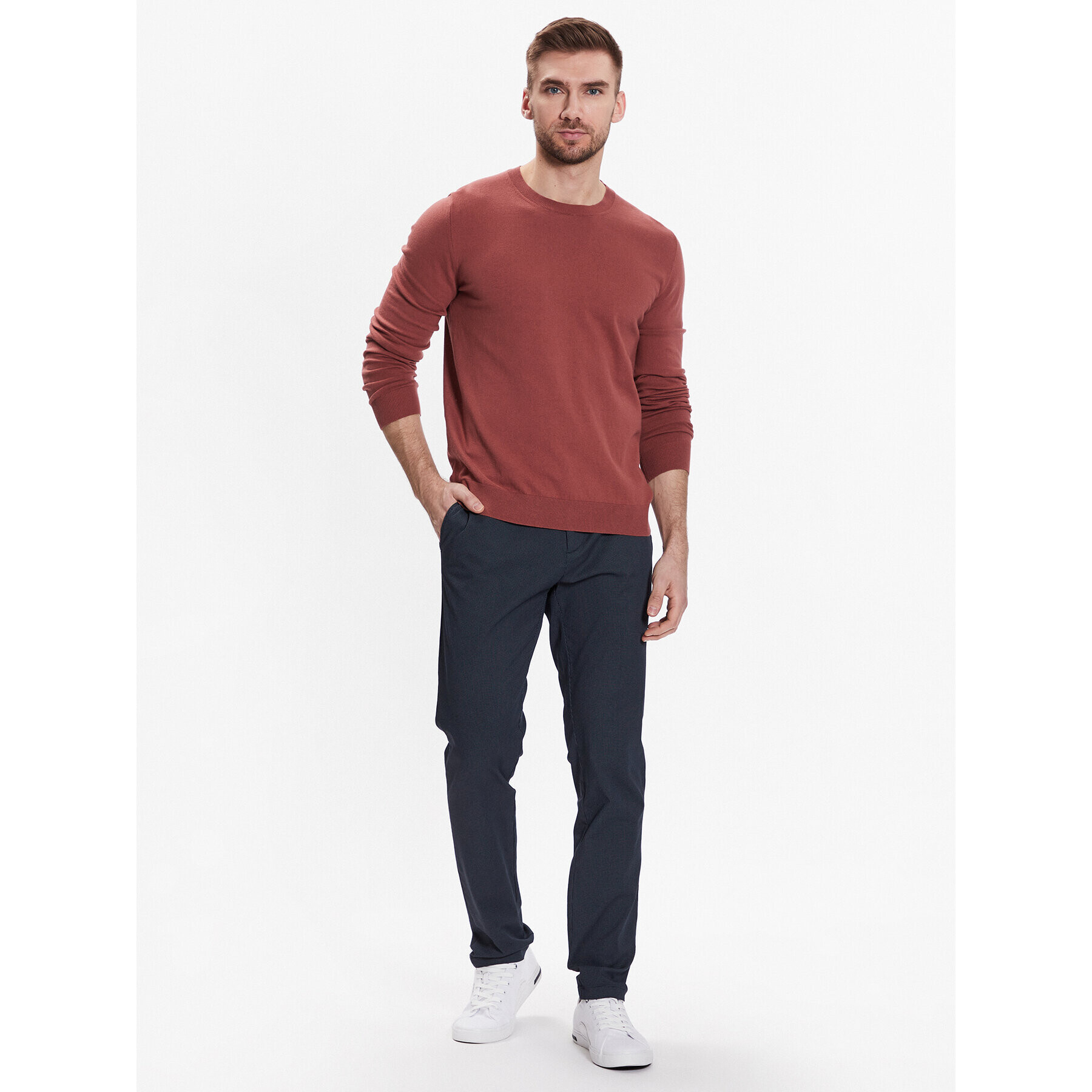 Sisley Пуловер 10F2S1C78 Оранжев Slim Fit - Pepit.bg