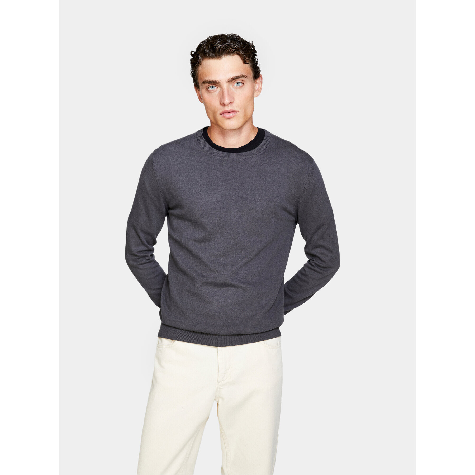 Sisley Пуловер 10F2S1C78 Сив Slim Fit - Pepit.bg