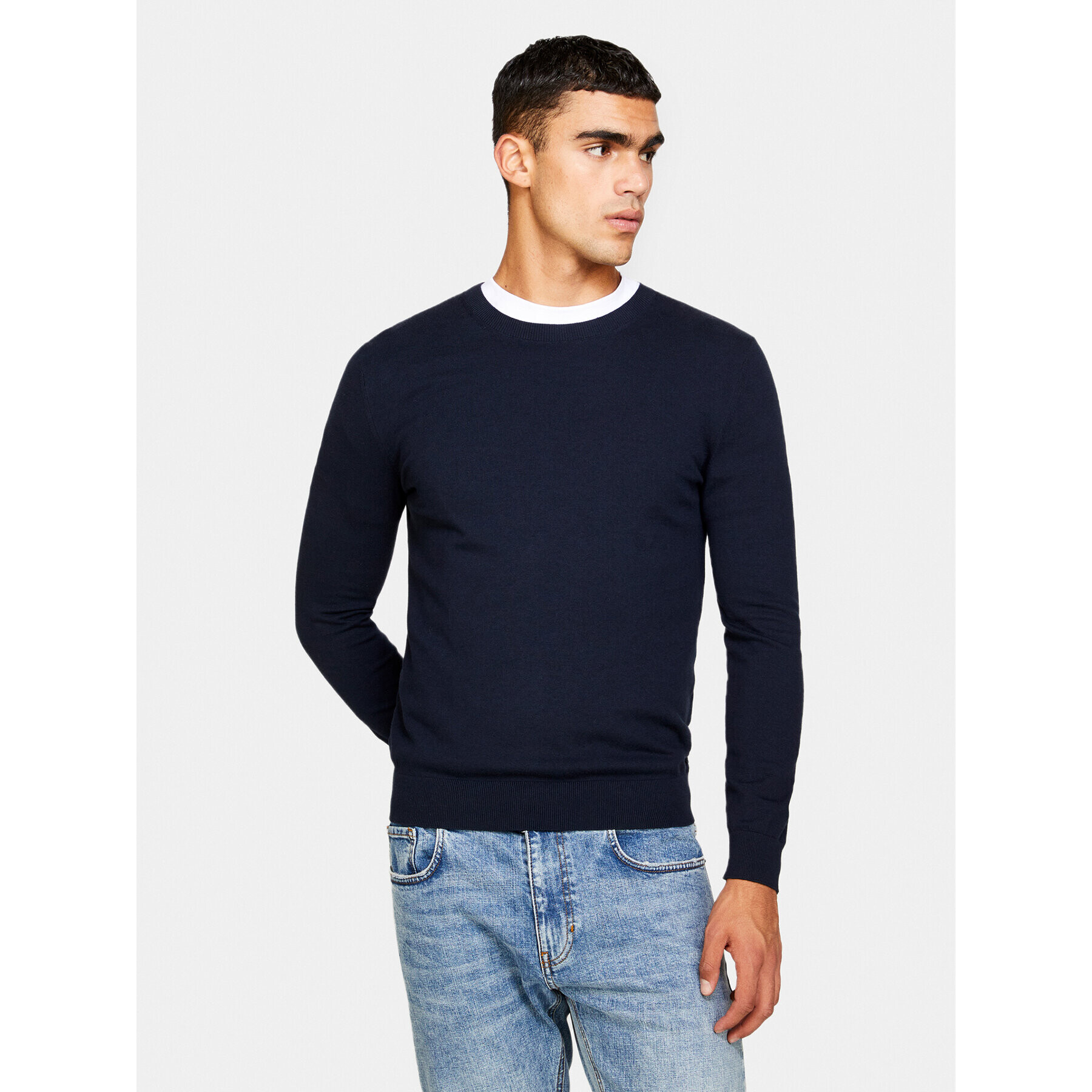 Sisley Пуловер 10F2S1C78 Тъмносин Slim Fit - Pepit.bg