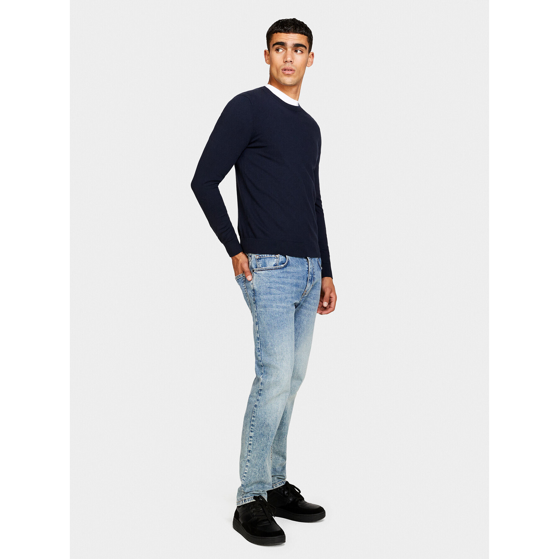 Sisley Пуловер 10F2S1C78 Тъмносин Slim Fit - Pepit.bg