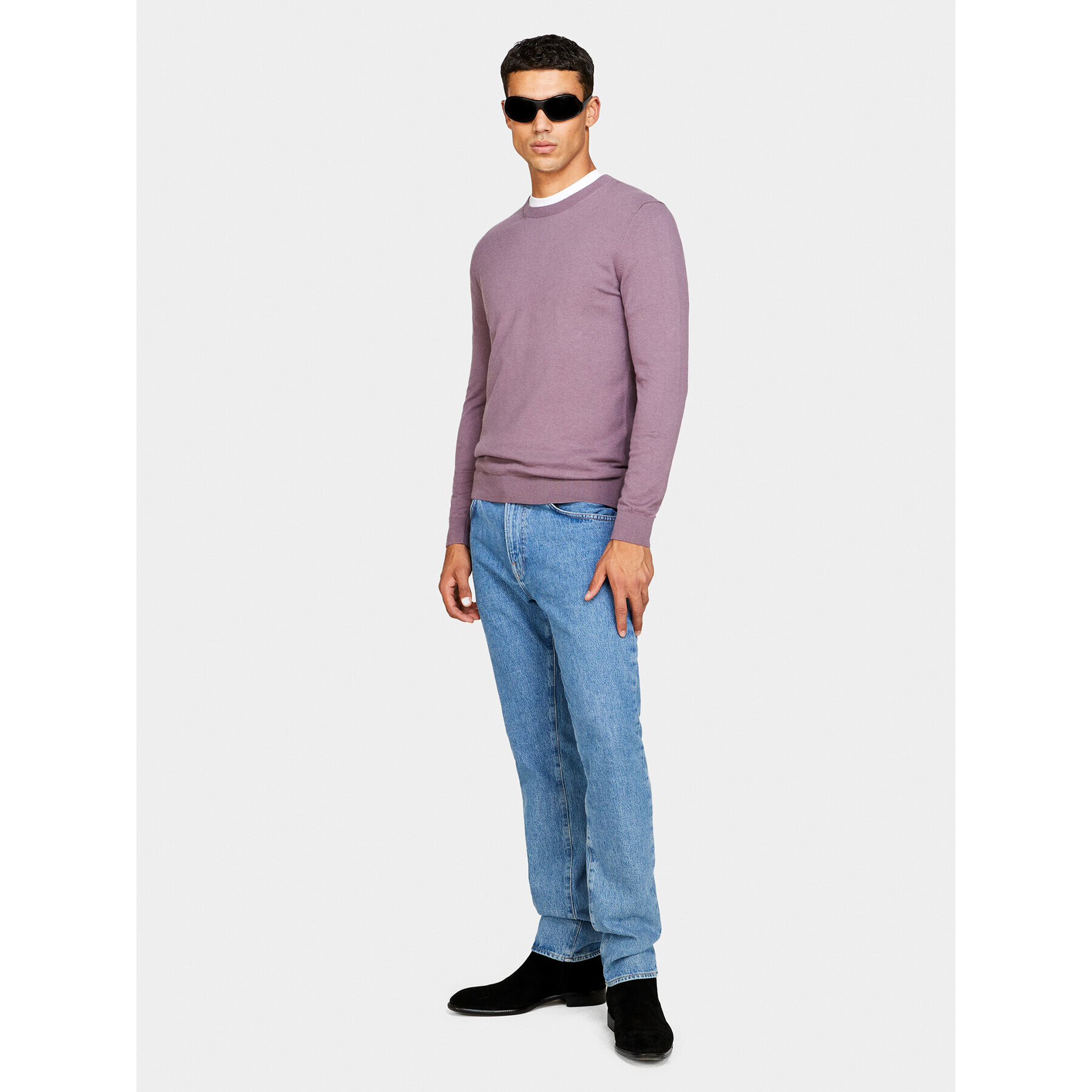 Sisley Пуловер 10F2S1C78 Виолетов Slim Fit - Pepit.bg