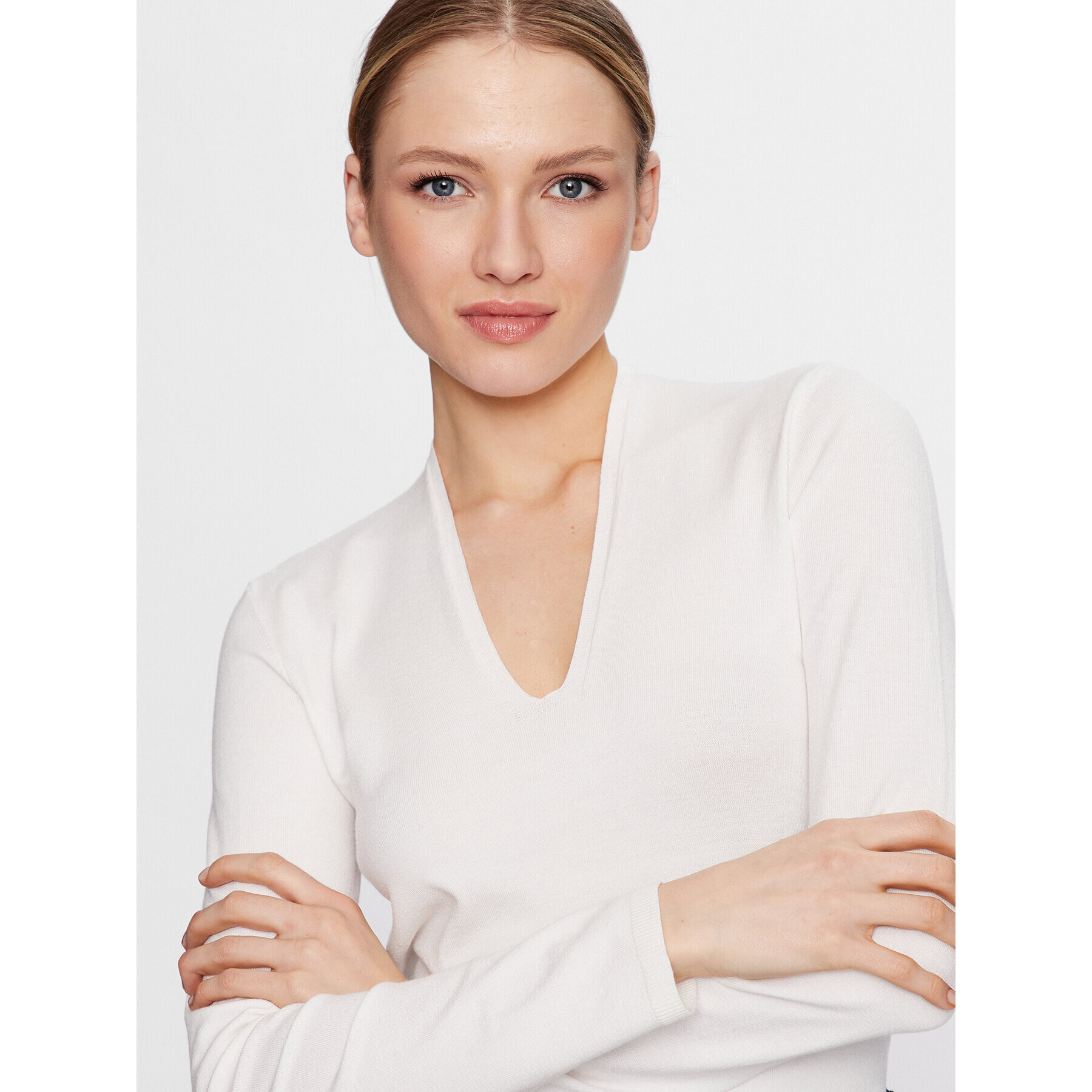 Sisley Пуловер 14ETM400H Бял Regular Fit - Pepit.bg