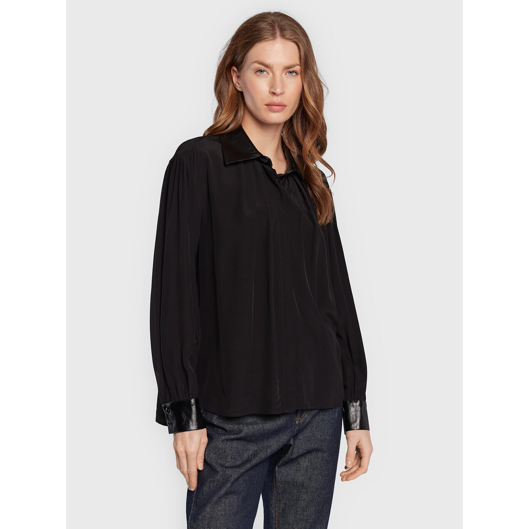 Sisley Риза 56ICLQ02L Черен Regular Fit - Pepit.bg