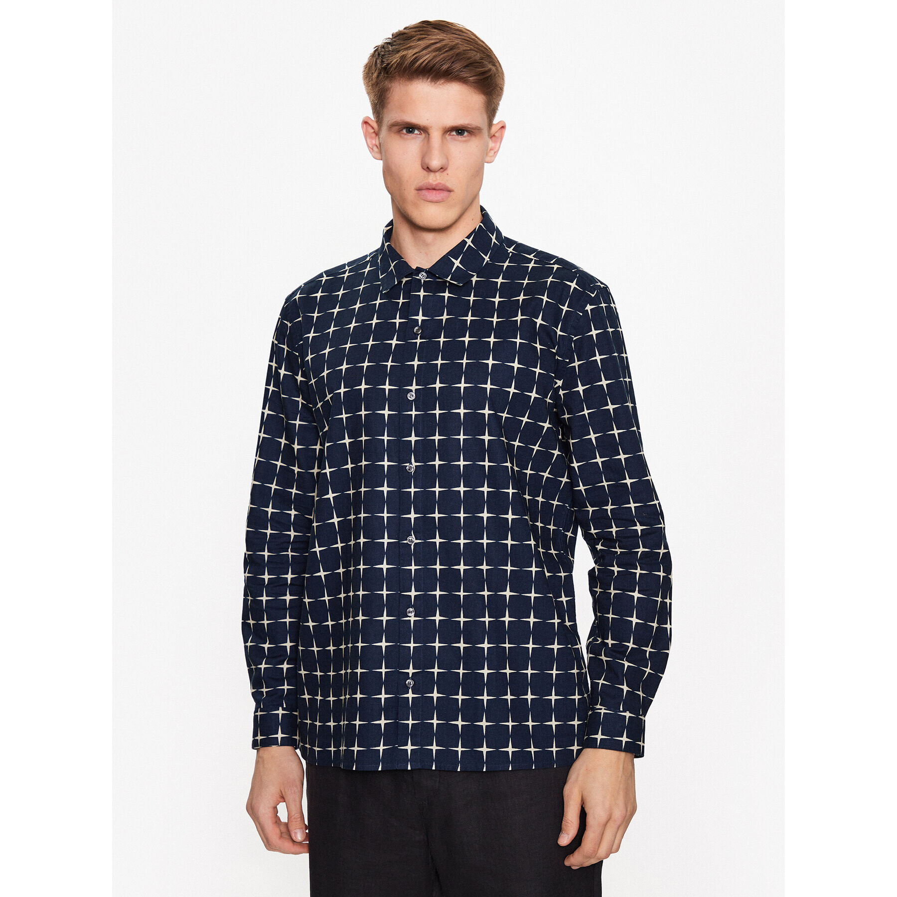 Sisley Риза 589VSQ023 Тъмносин Regular Fit - Pepit.bg