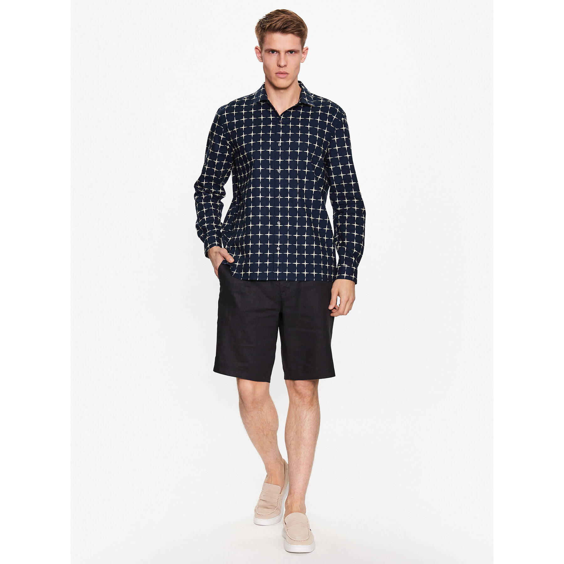 Sisley Риза 589VSQ023 Тъмносин Regular Fit - Pepit.bg