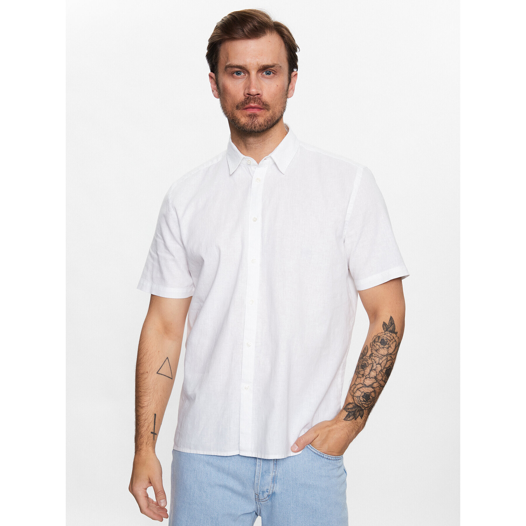 Sisley Риза 59A2SQ01Y Бял Regular Fit - Pepit.bg
