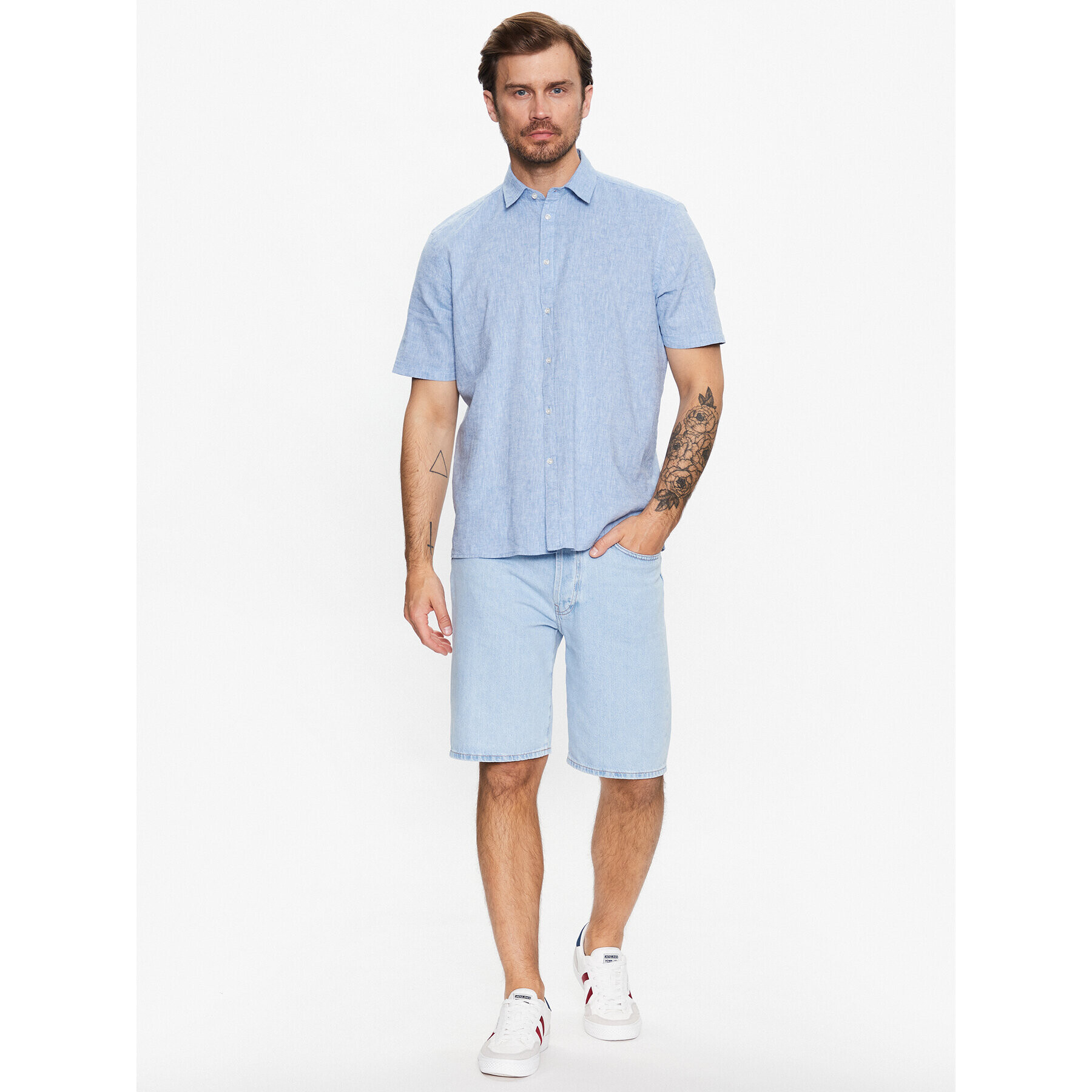 Sisley Риза 59A2SQ01Y Син Regular Fit - Pepit.bg