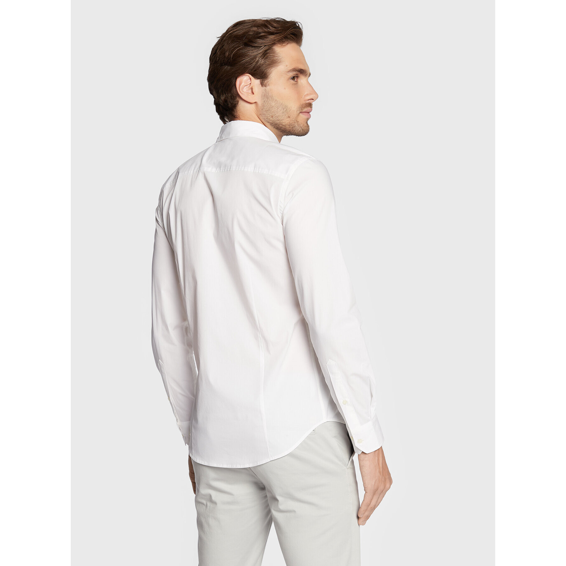 Sisley Риза 5CNX5QL19 Бял Slim Fit - Pepit.bg